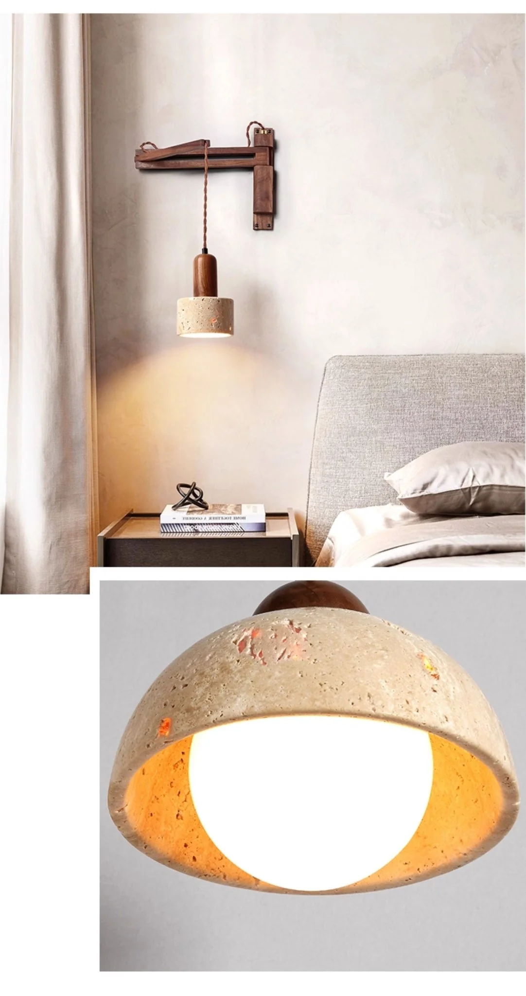 Adjustable Travertine Dome Wall Sconce - Image 15