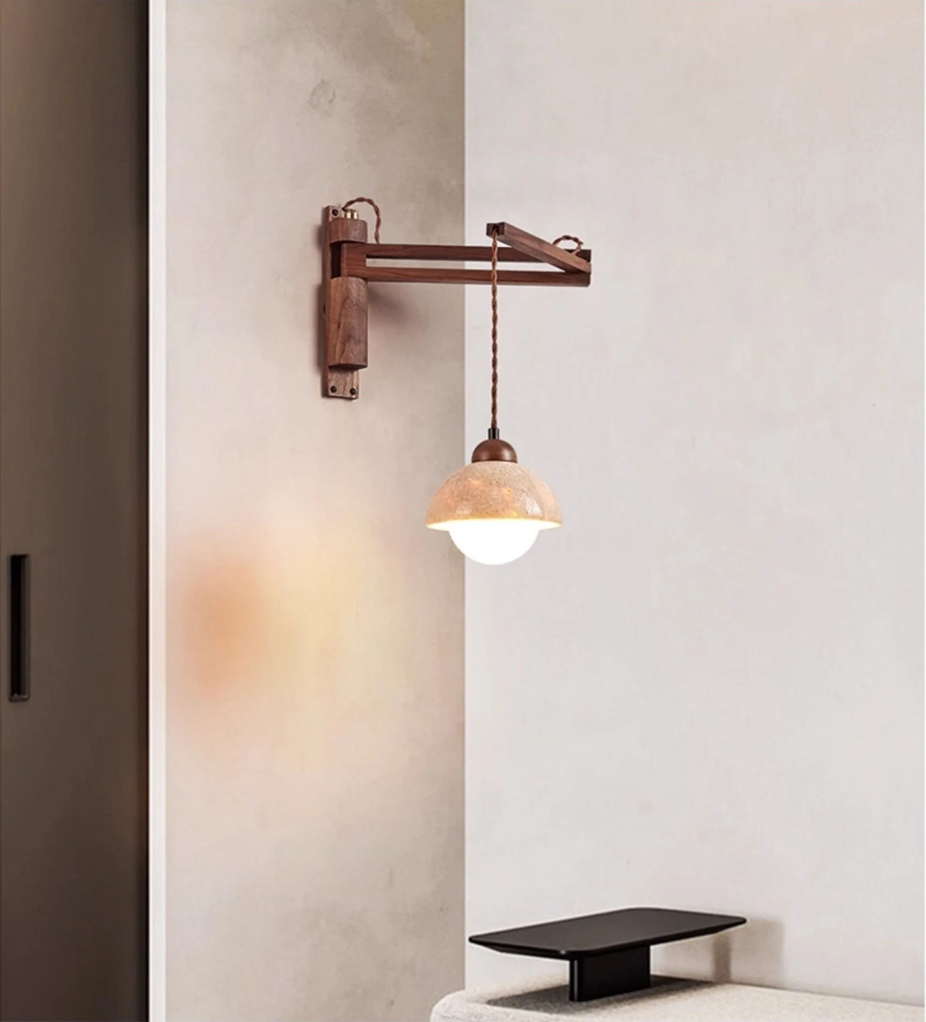 Adjustable Travertine Dome Wall Sconce - Image 17