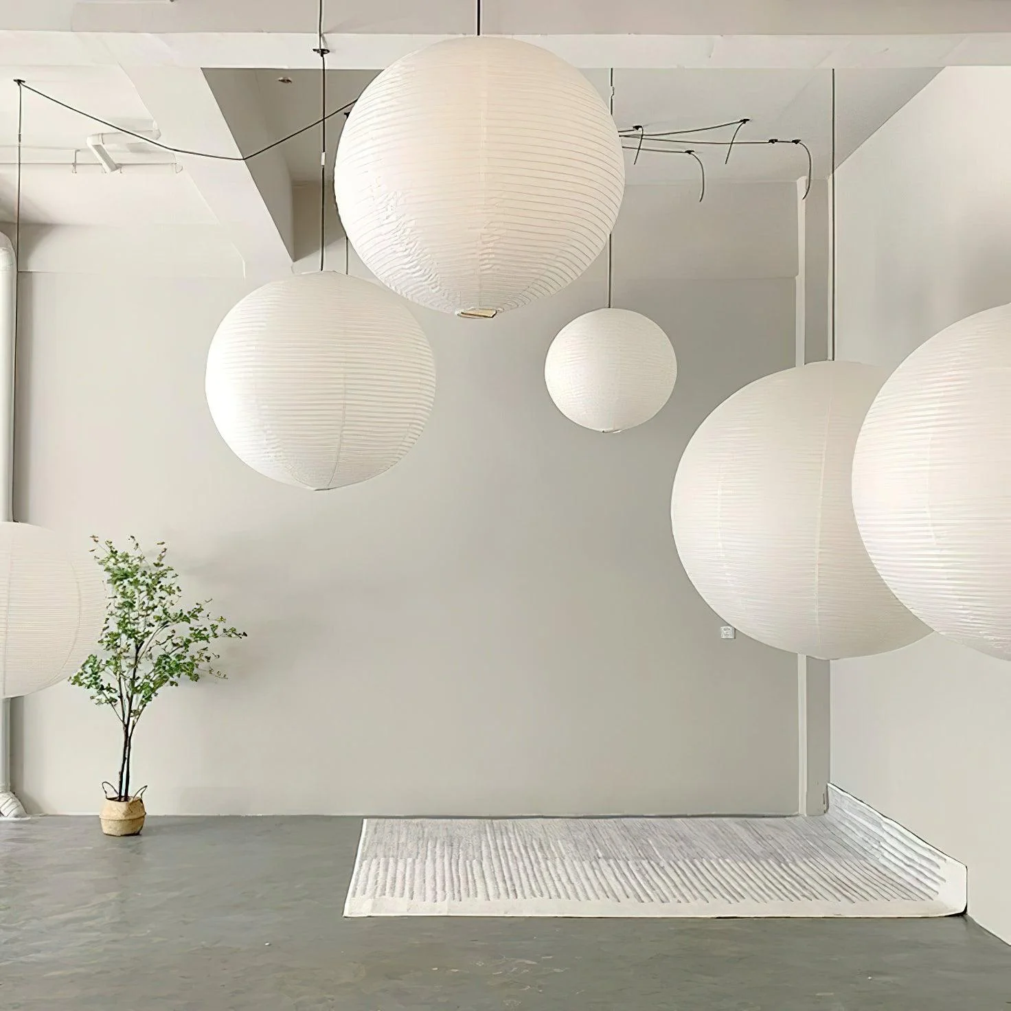 Akari A Round Swag Light (white plug wire) - Image 11