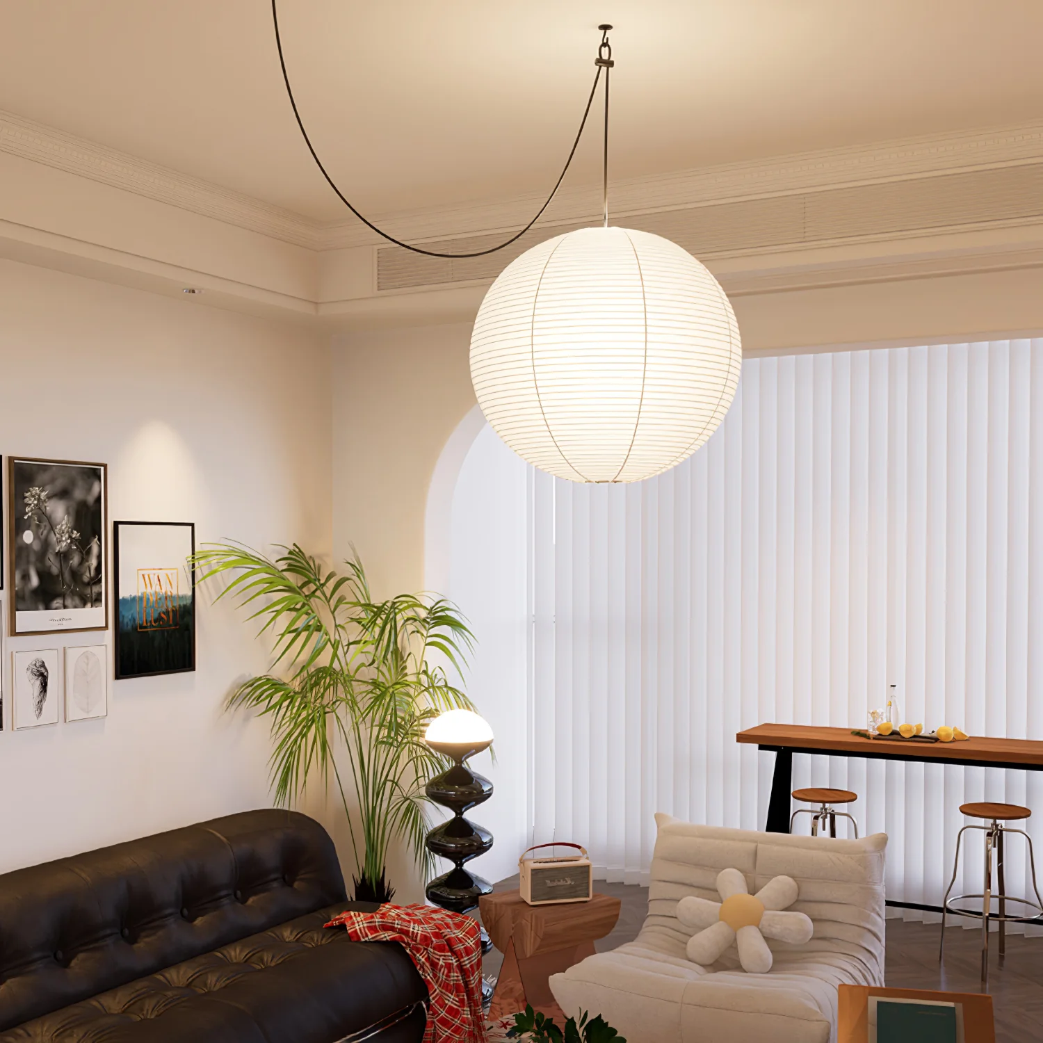 Akari A Round Swag Light (white plug wire) - Image 13