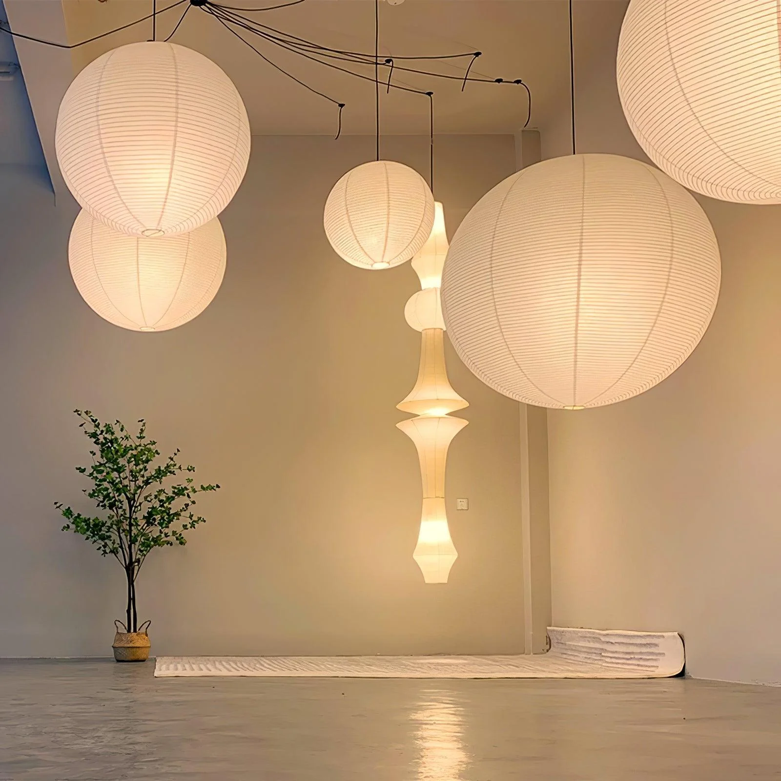 Akari A Round Swag Light (white plug wire) - Image 2