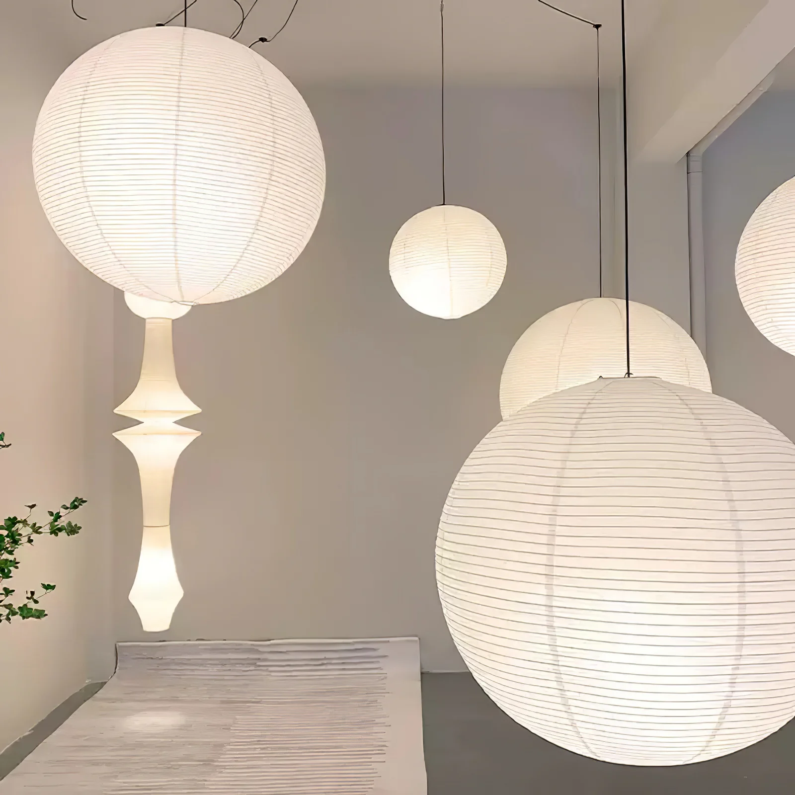 Akari A Round Swag Light (white plug wire) - Image 29