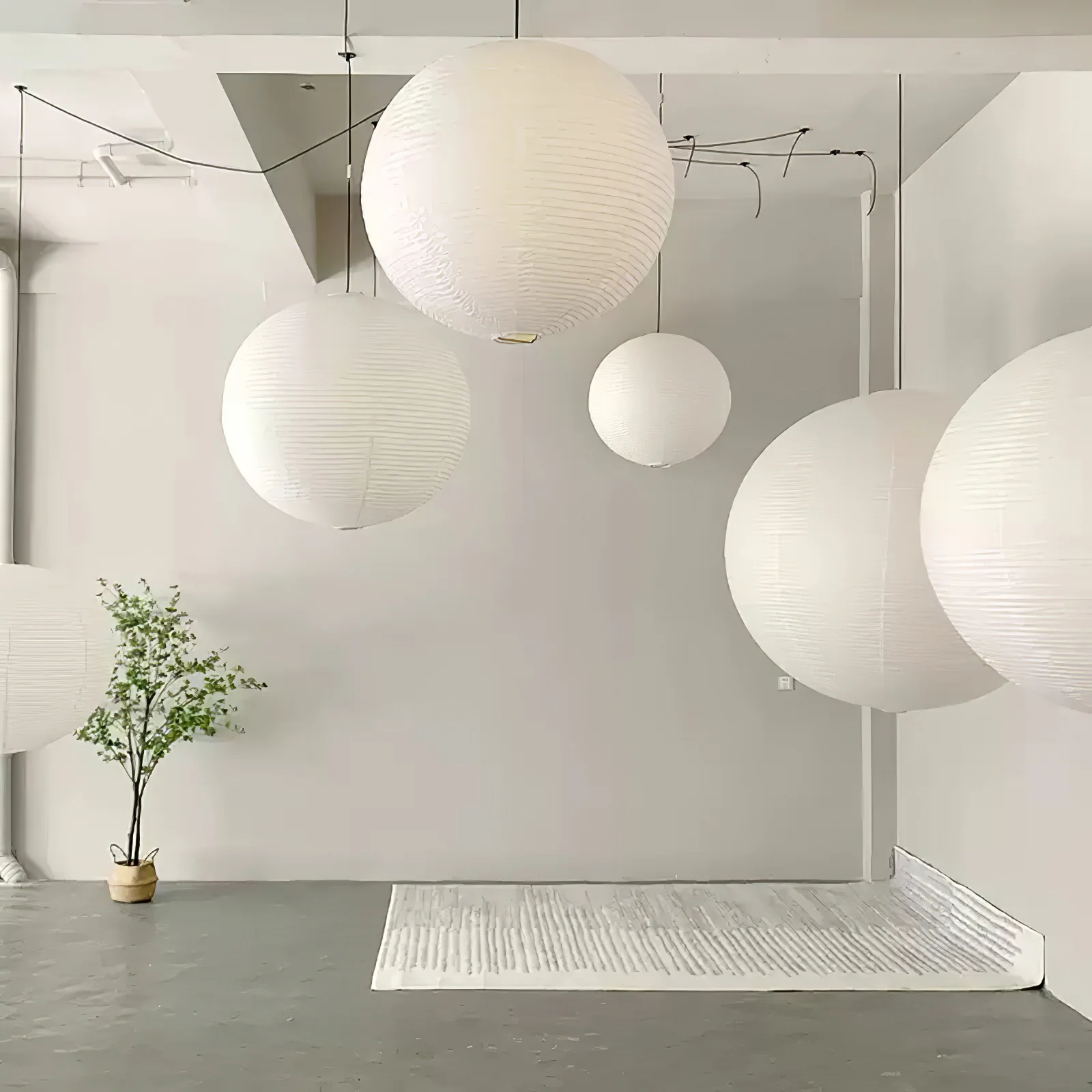 Akari A Round Swag Light (white plug wire) - Image 32