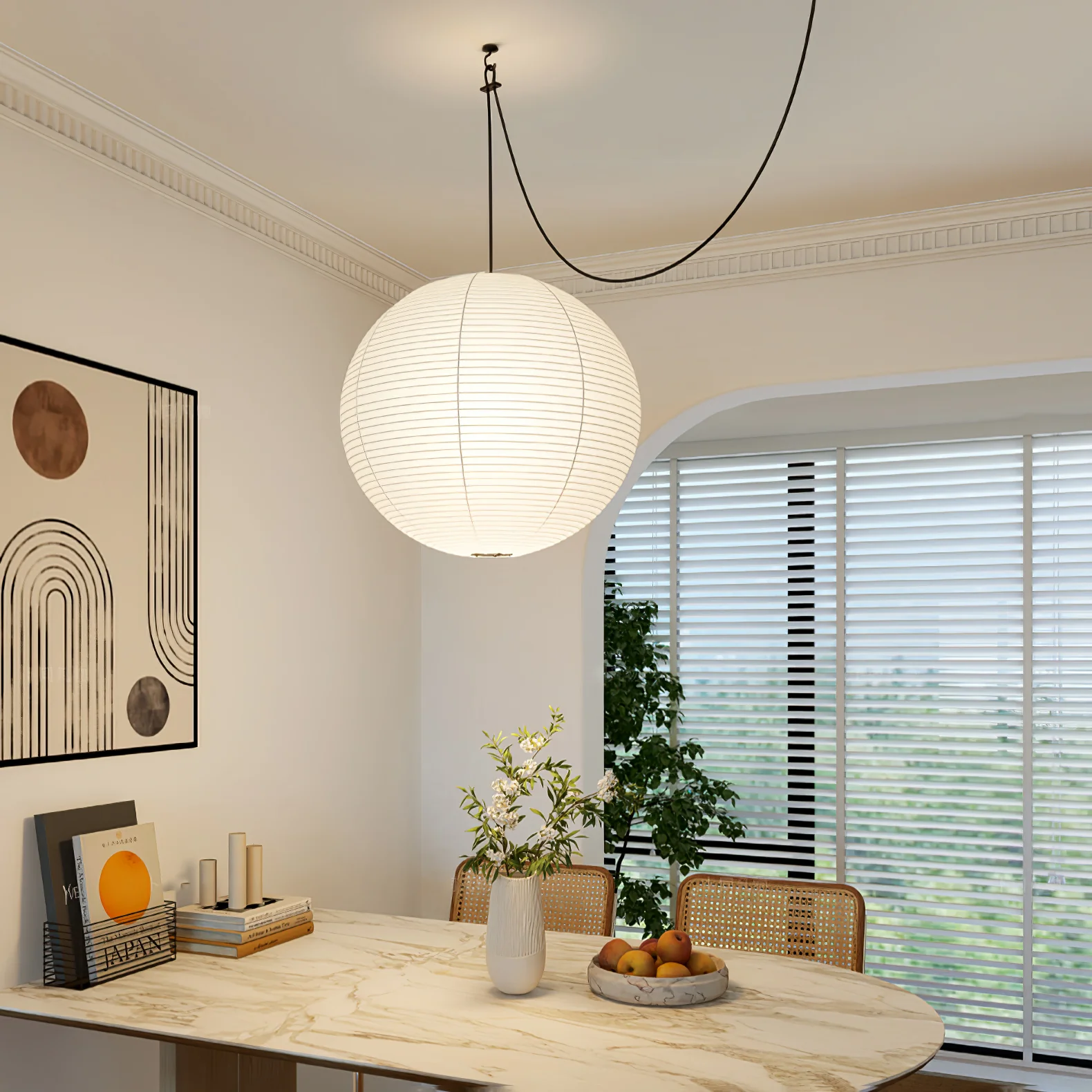 Akari A Round Swag Light (white plug wire) - Image 5