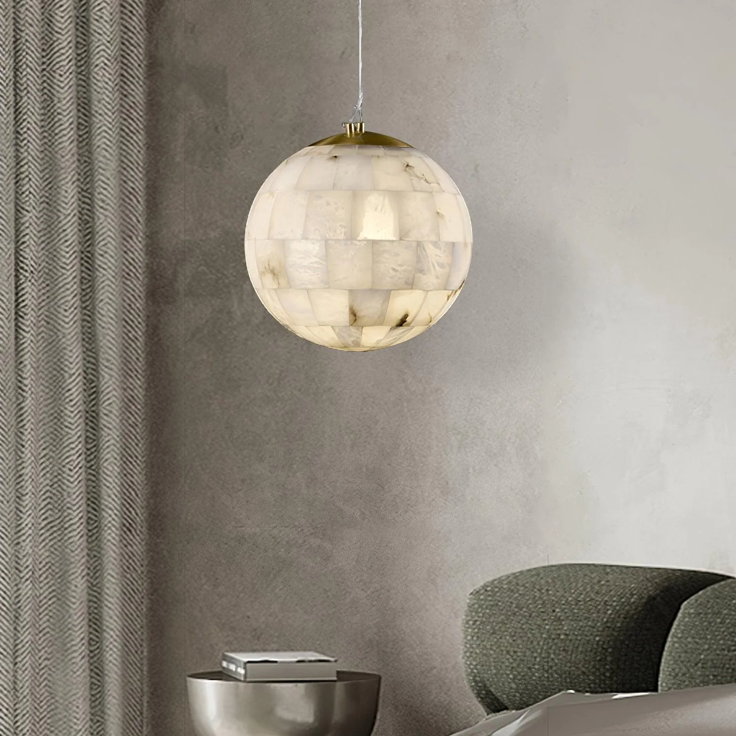 Alabaster Ball Pendant Light - Image 3