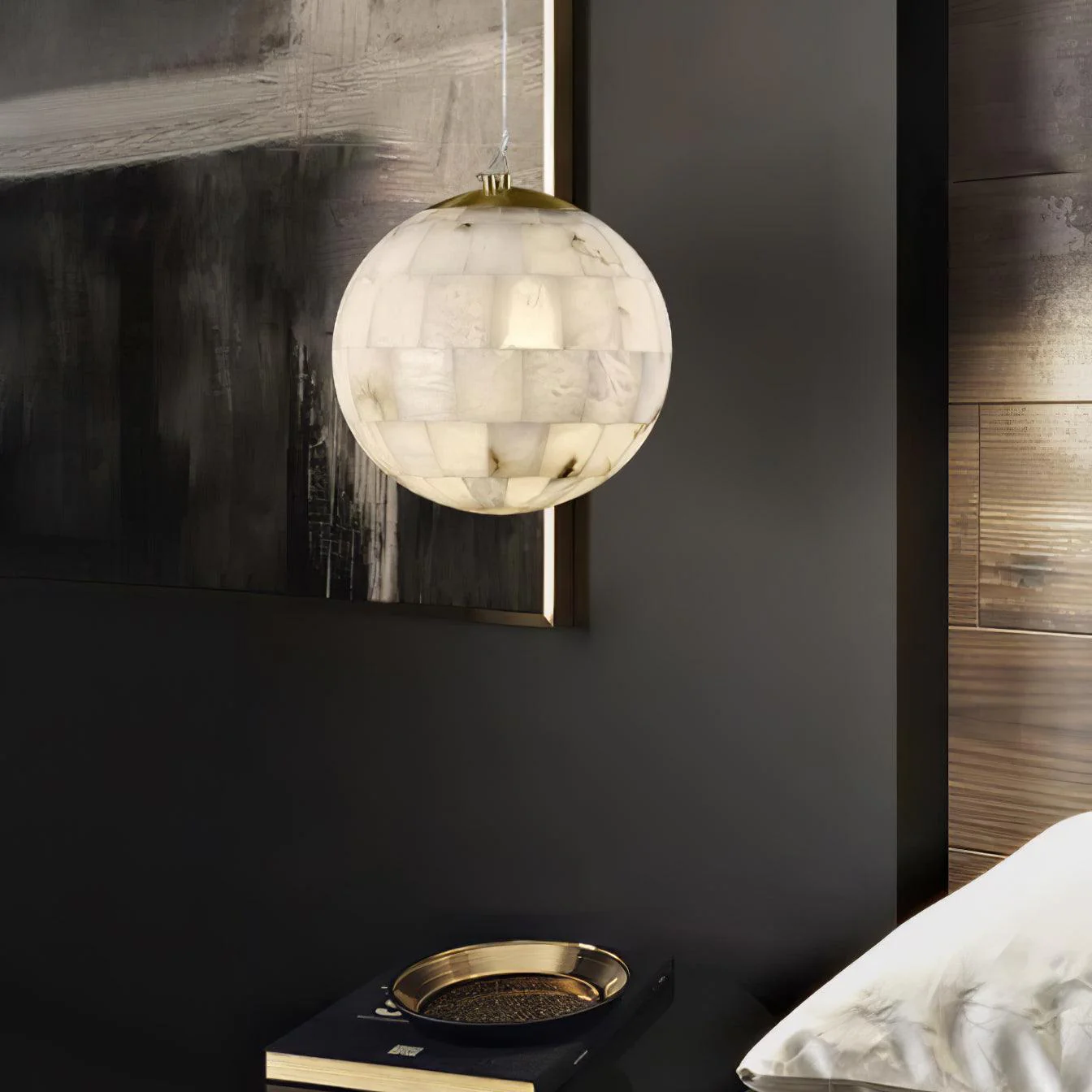 Alabaster Ball Pendant Light - Image 7