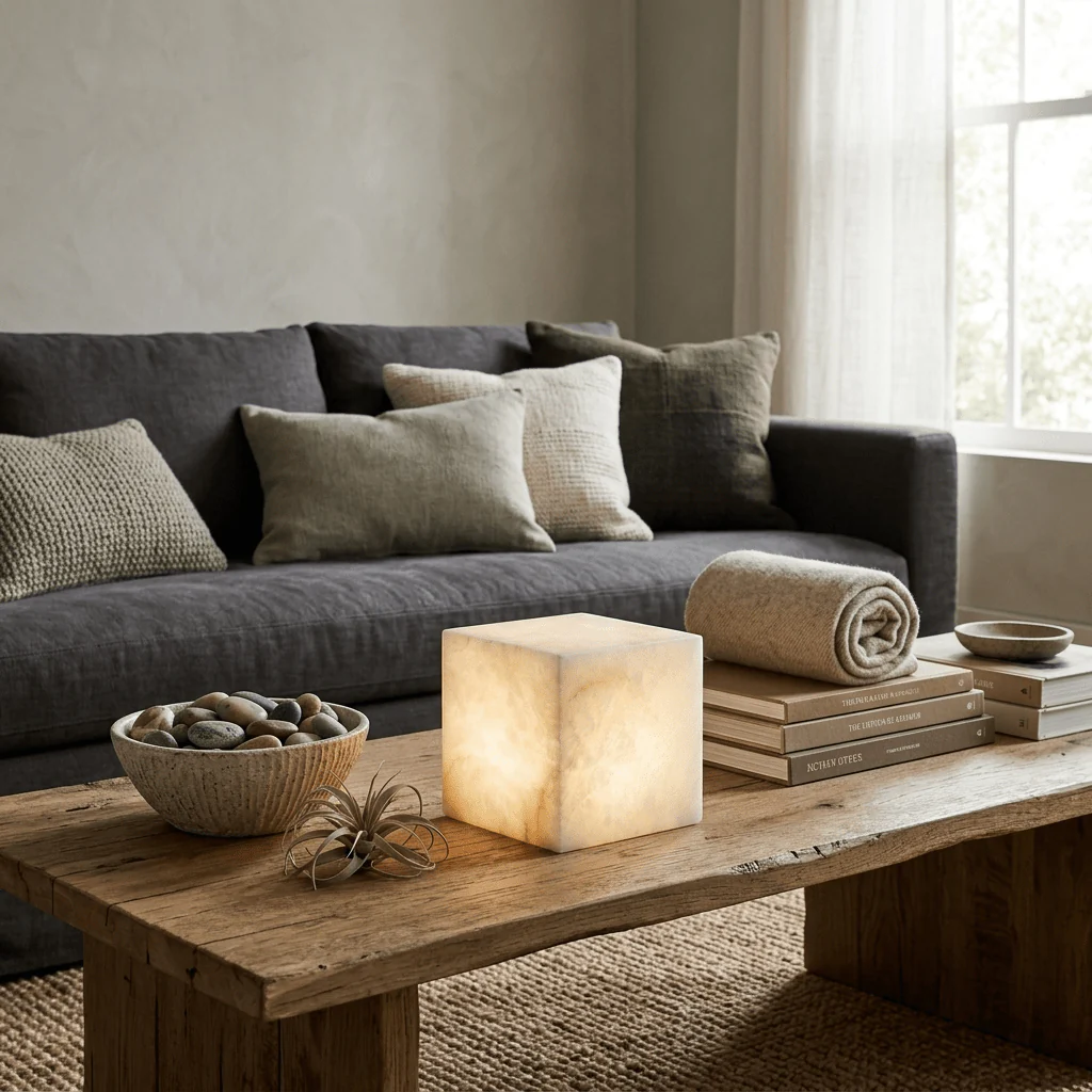 Alabaster Cube Table Lamp - Image 2