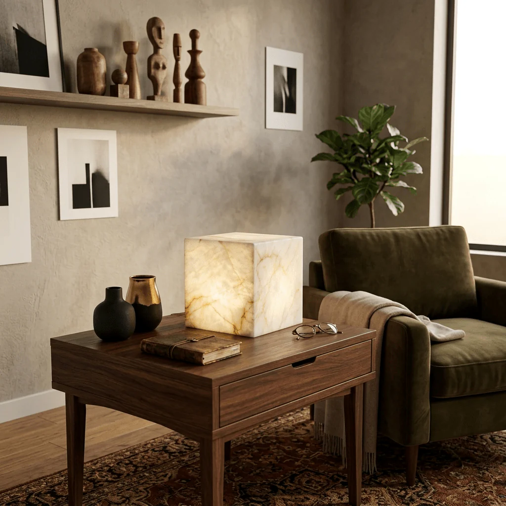 Alabaster Cube Table Lamp - Image 3
