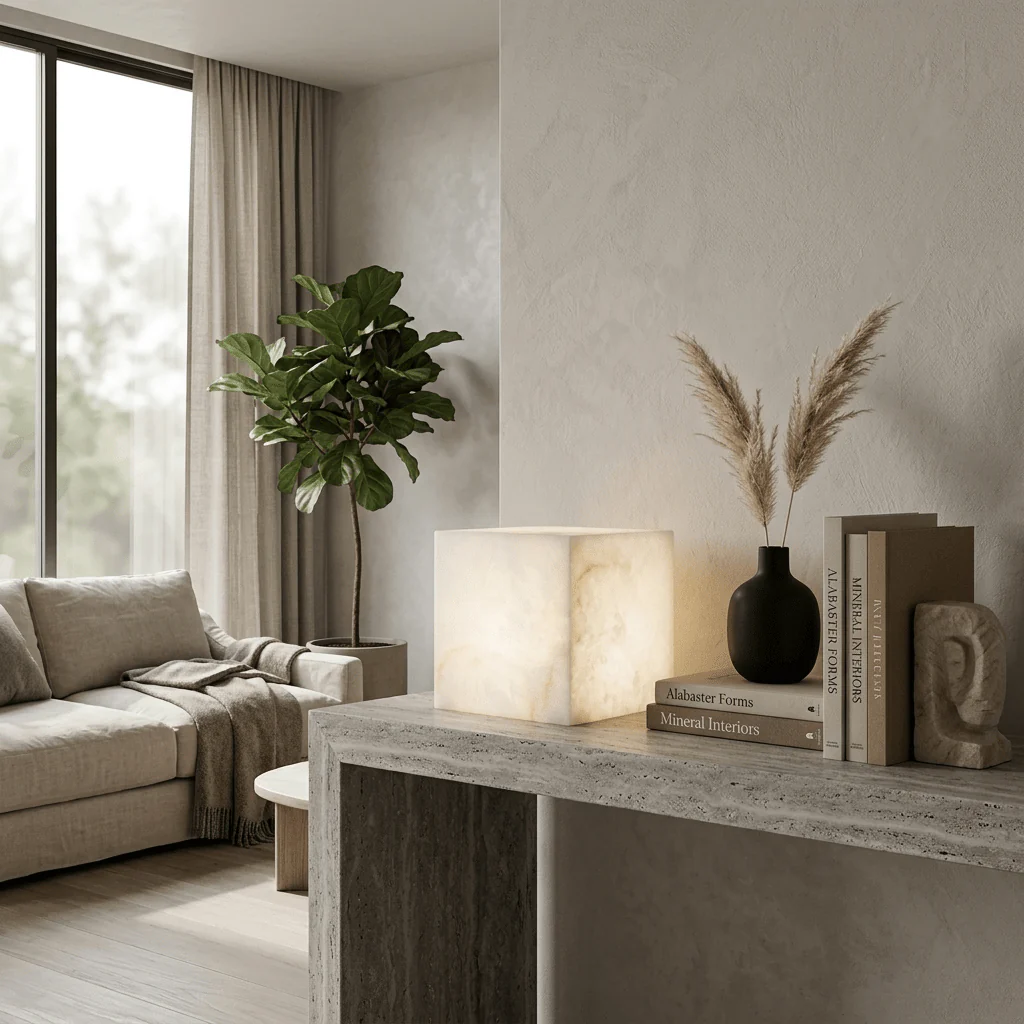 Alabaster Cube Table Lamp - Image 5