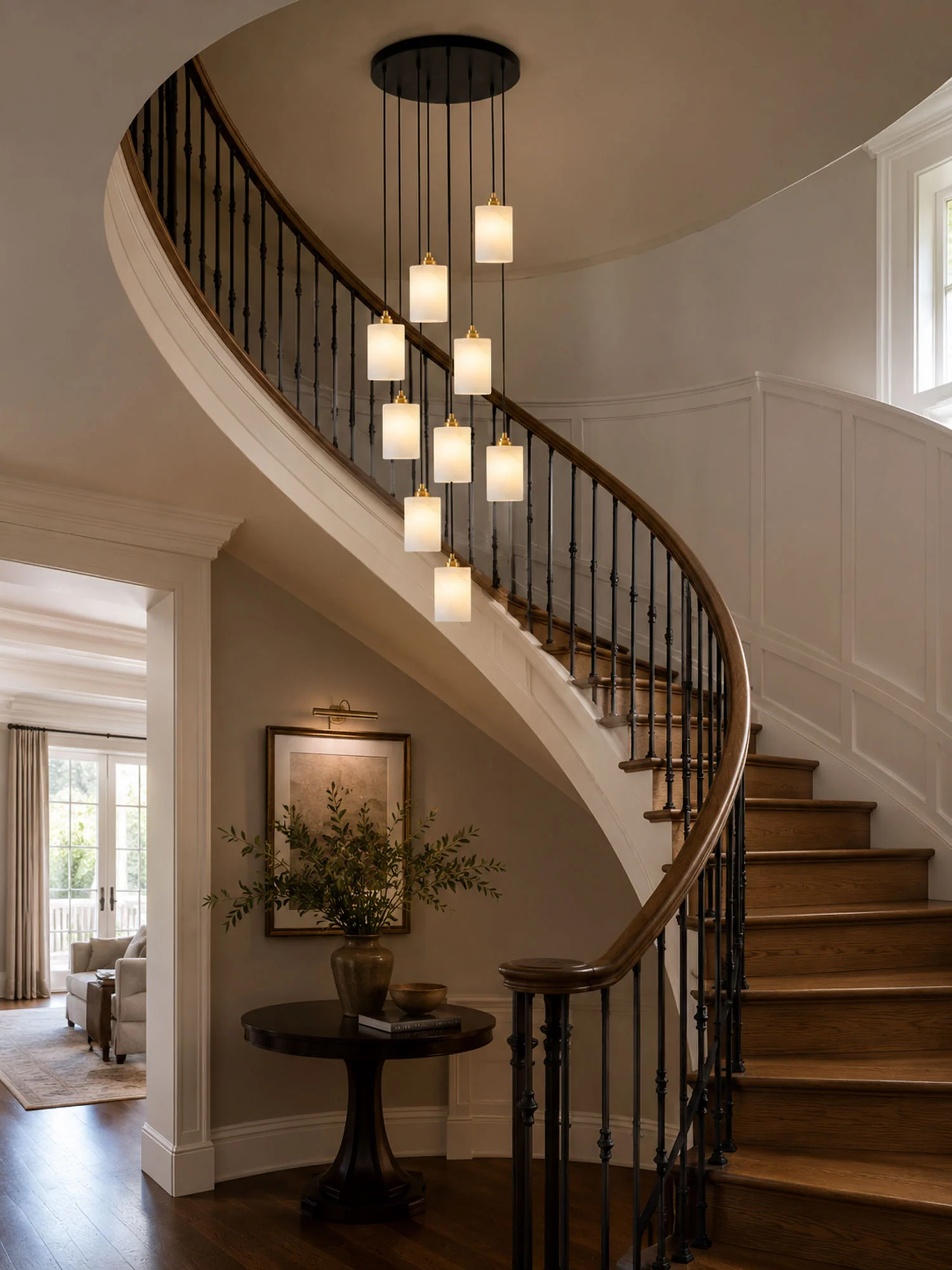 Alabaster Cylinder Cluster Chandelier - Image 4