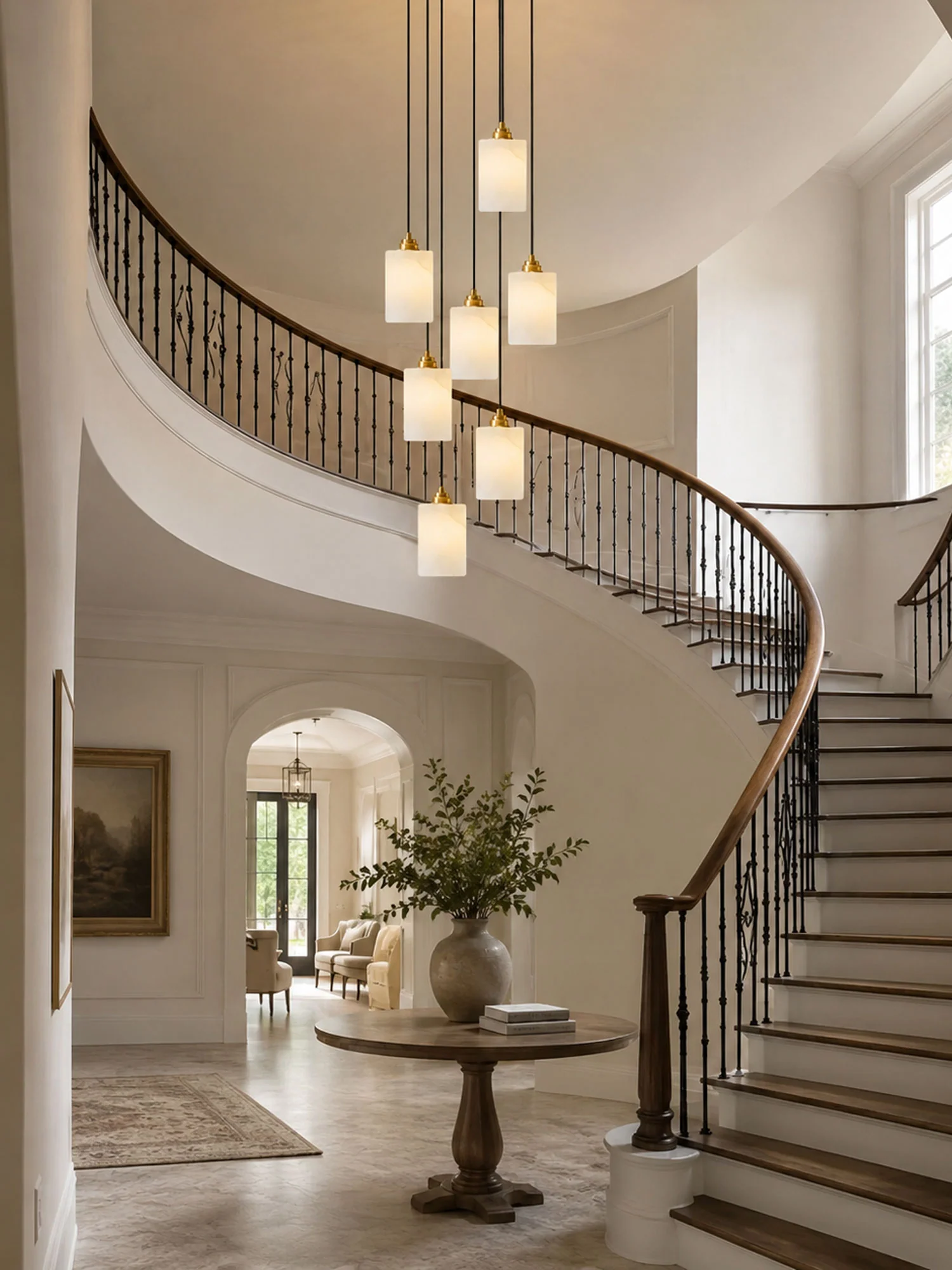 Alabaster Cylinder Cluster Chandelier - Image 7