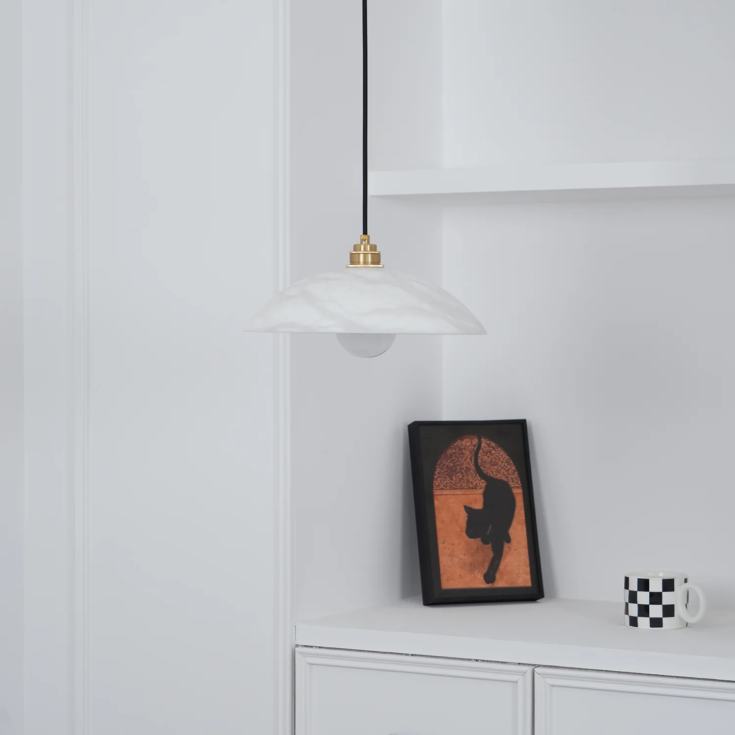 Alabaster Dome Swag Alabaster Pendant Lamp - Image 14