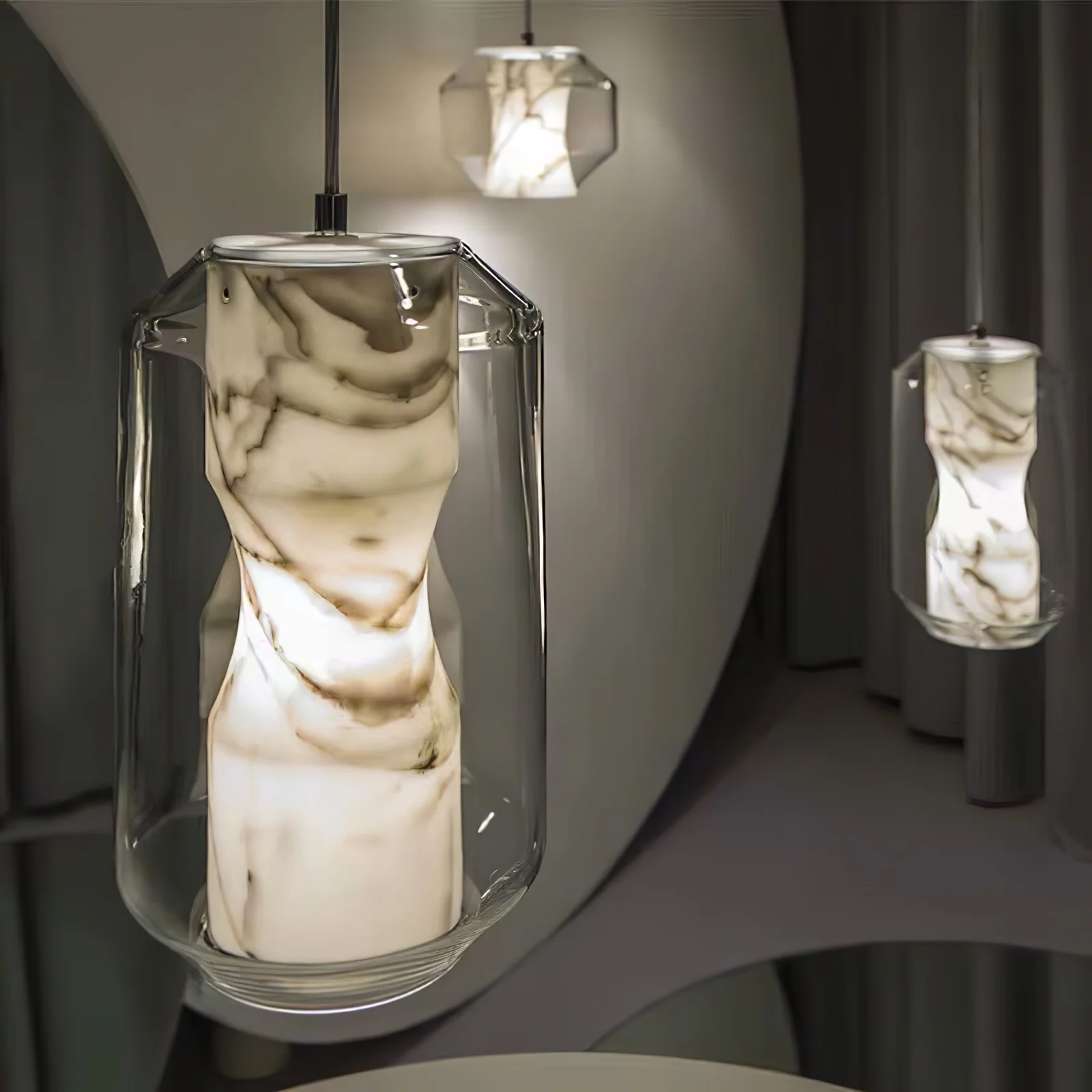 Alabaster Glass Cylinder Pendant Light - Image 2