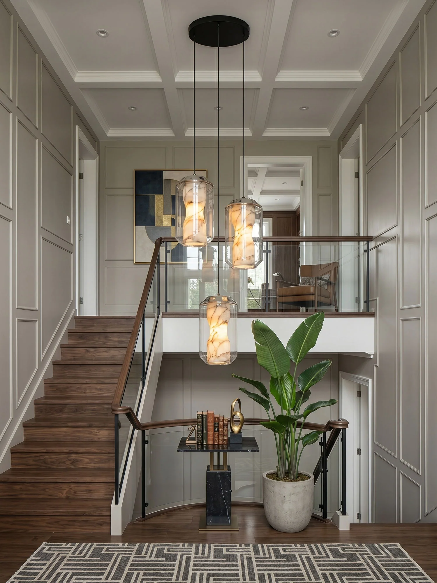 Alabaster Glass Cylinder Pendant Light - Image 3