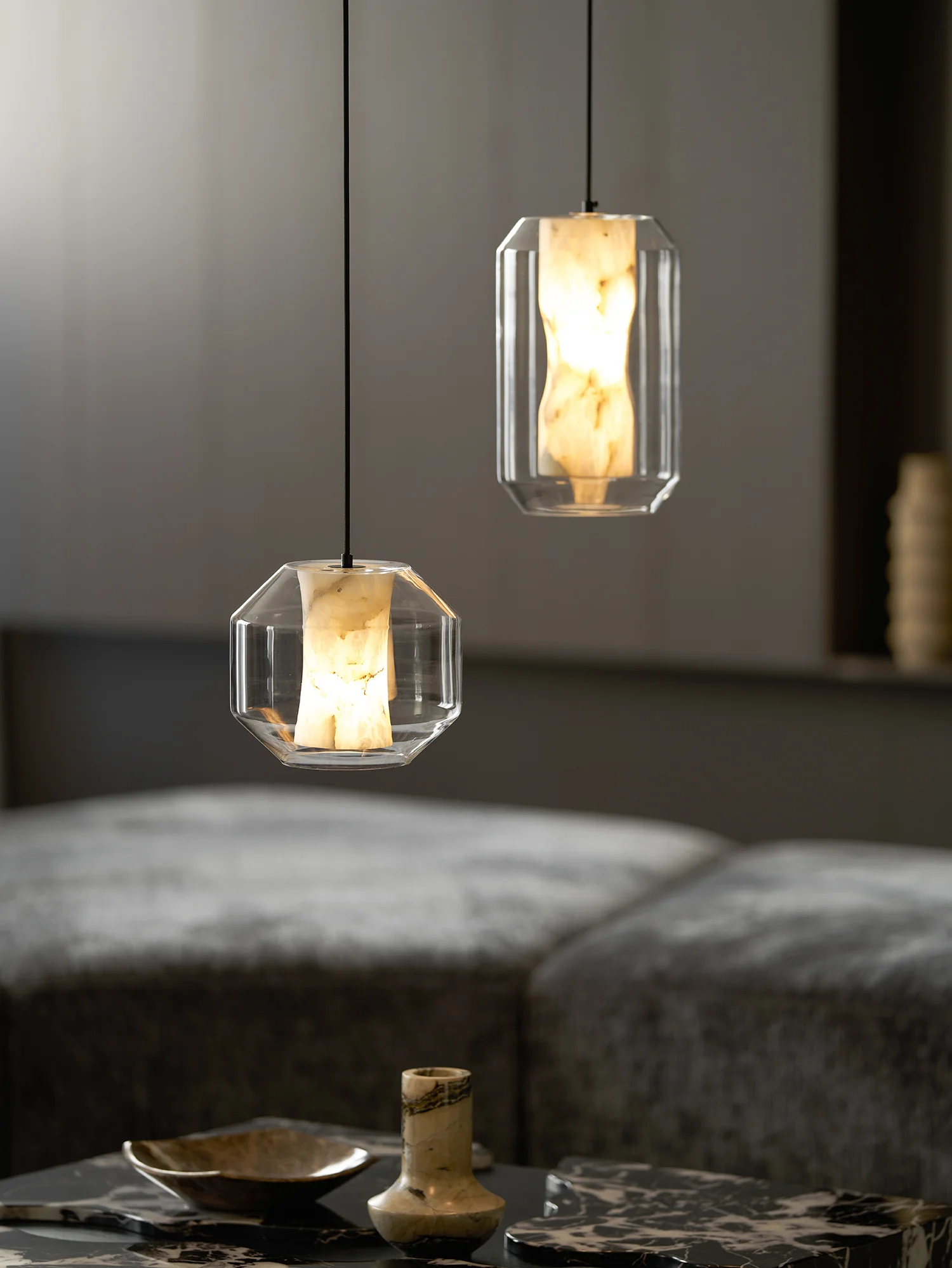 Alabaster Glass Cylinder Pendant Light - Image 35