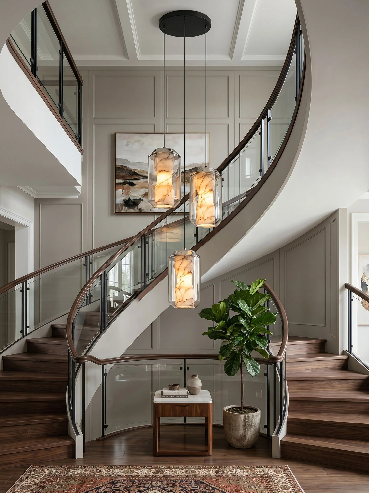 Alabaster Glass Cylinder Pendant Light - Image 4