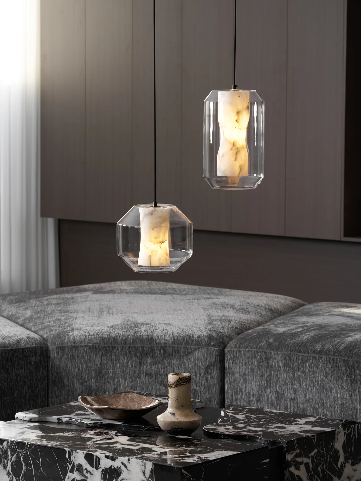 Alabaster Glass Cylinder Pendant Light - Image 45