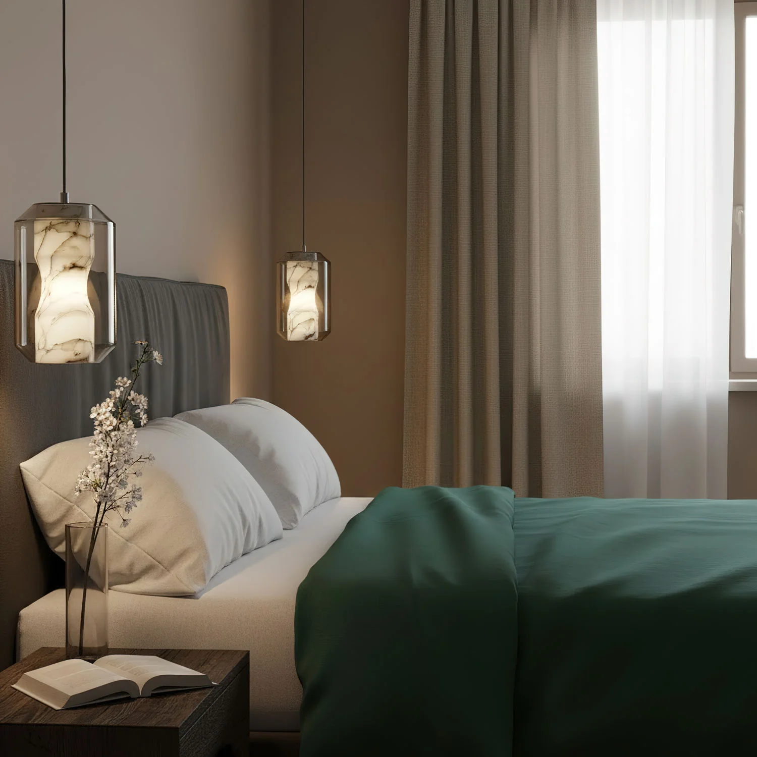 Alabaster Glass Cylinder Pendant Light - Image 7