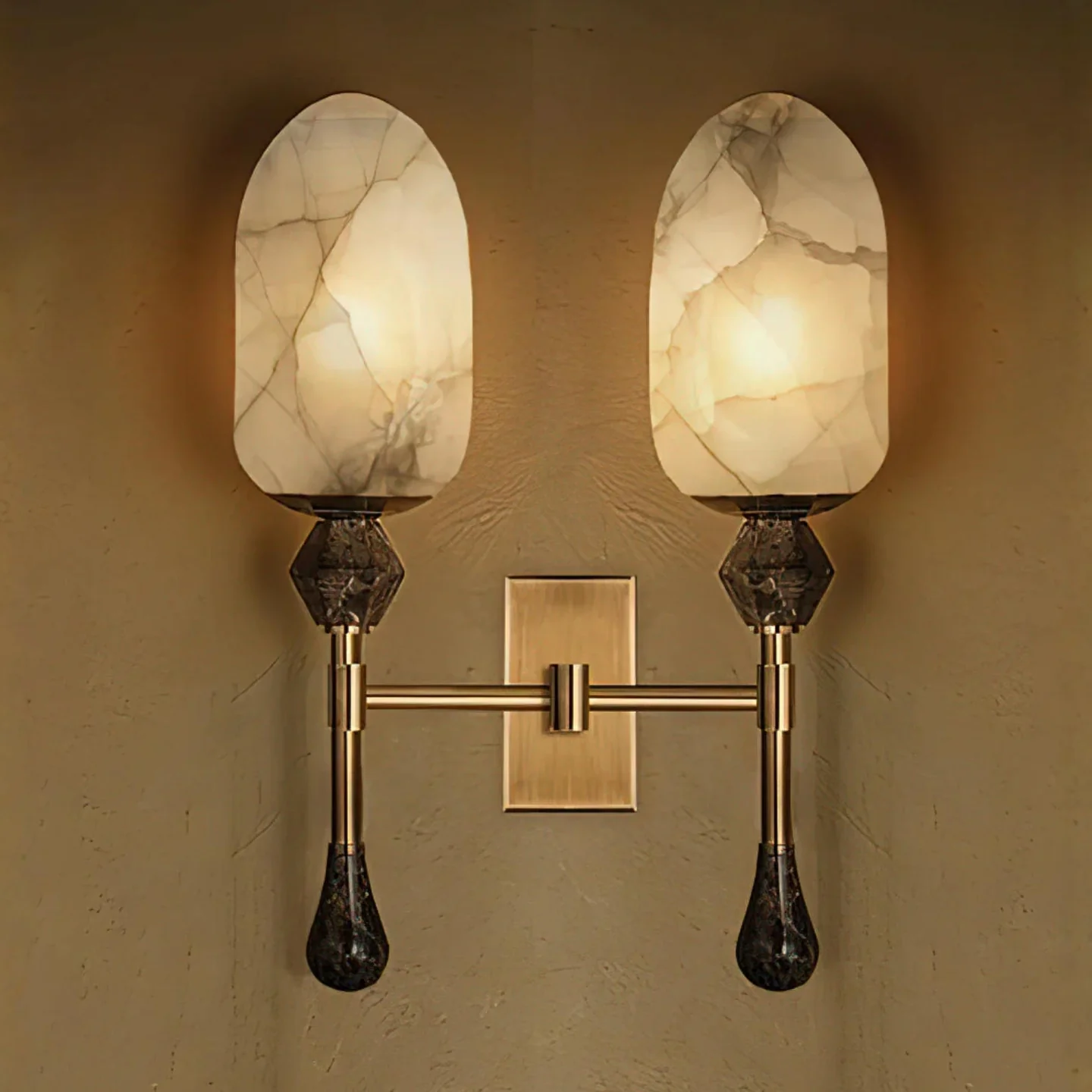 Alabaster Obelisk Double Alabaster Sconce - Image 2