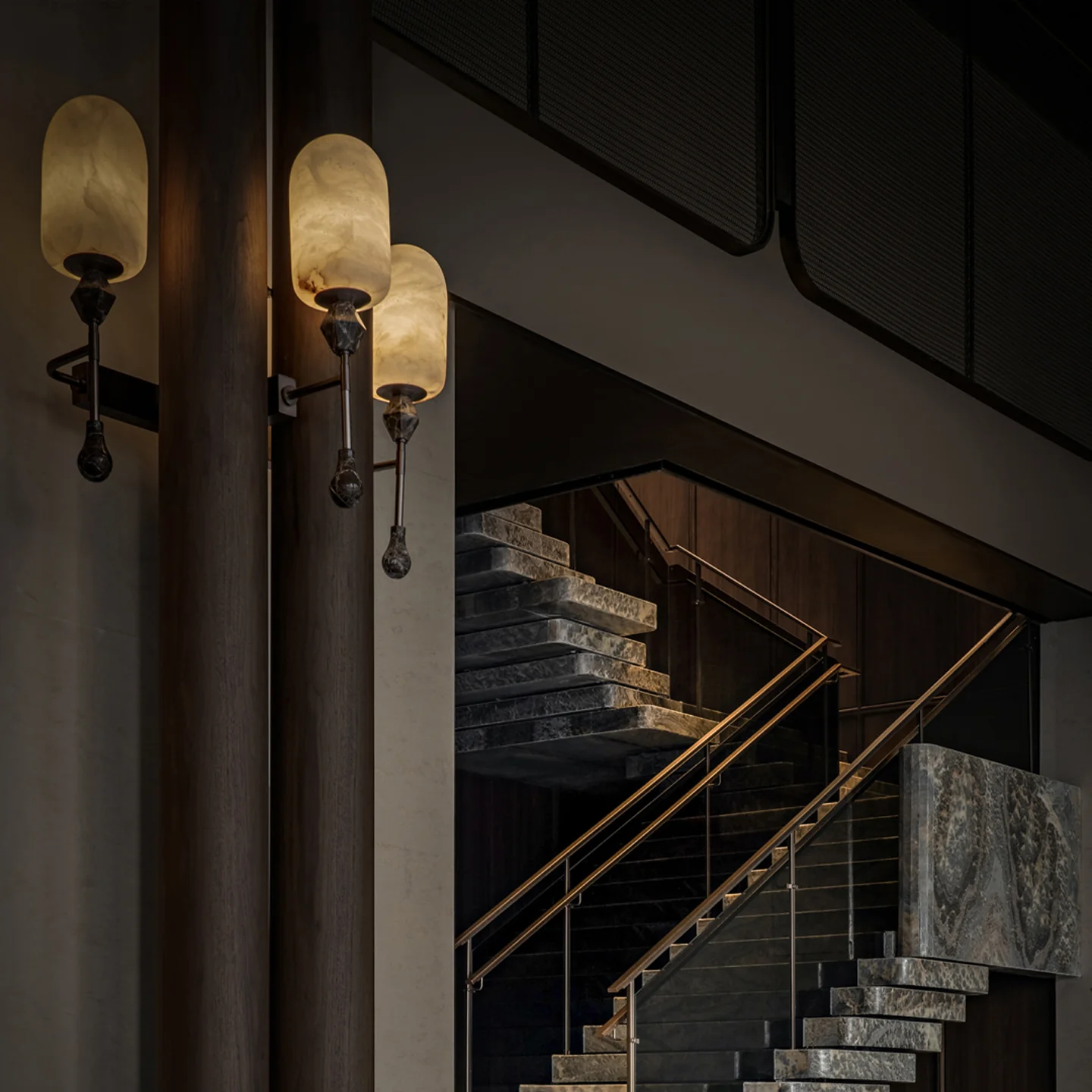 Alabaster Obelisk Double Alabaster Sconce - Image 3