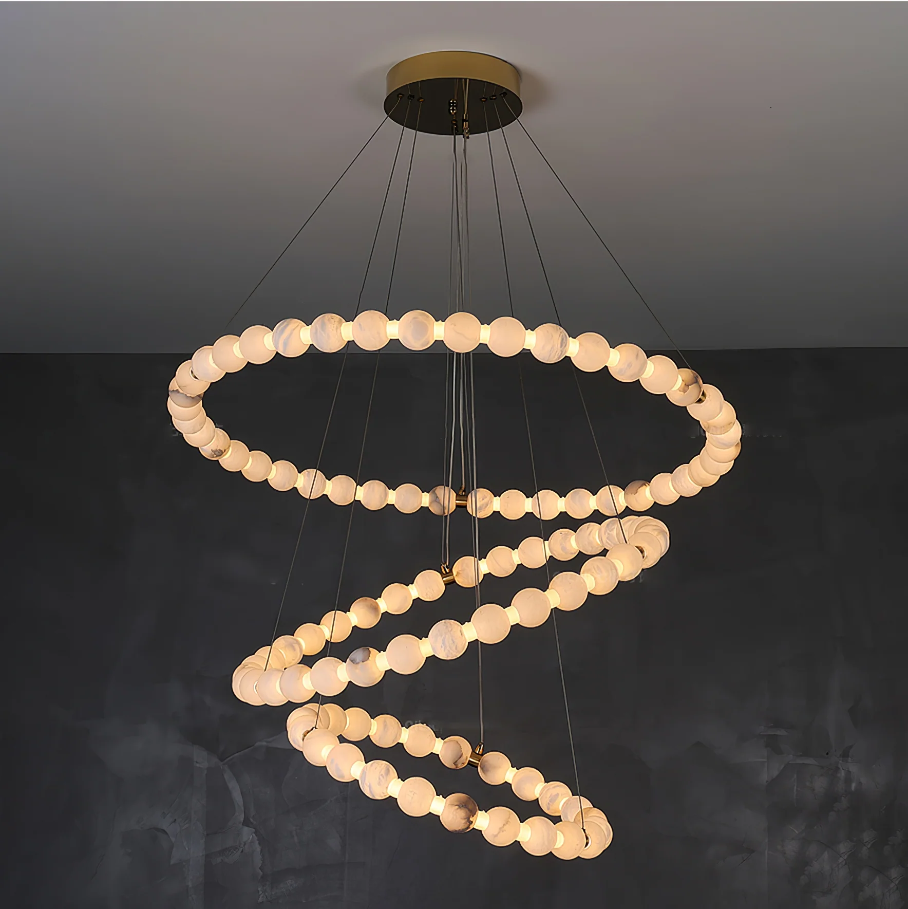 Alabaster Orb Ring Chandelier - Image 17