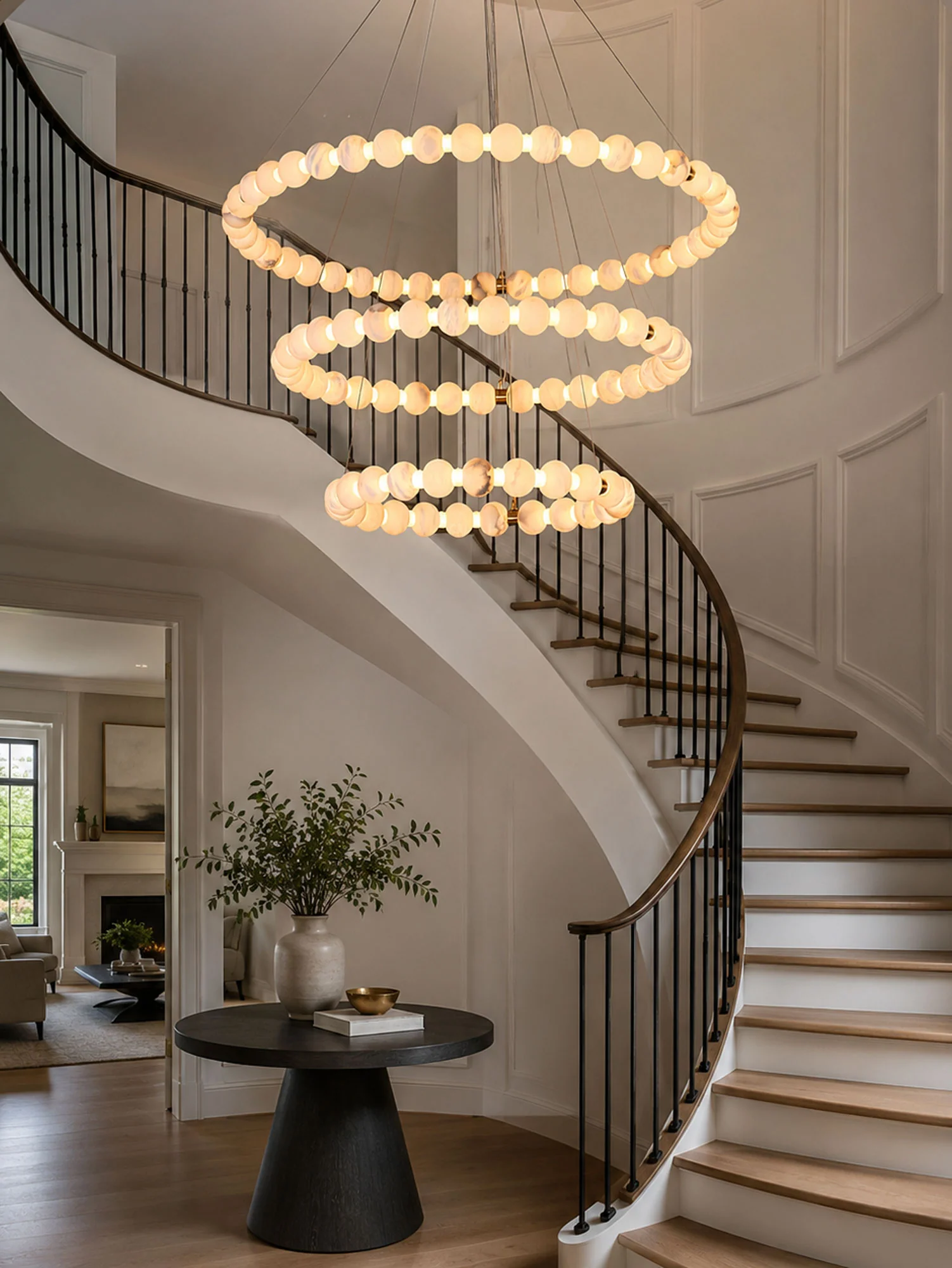 Alabaster Orb Ring Chandelier - Image 6