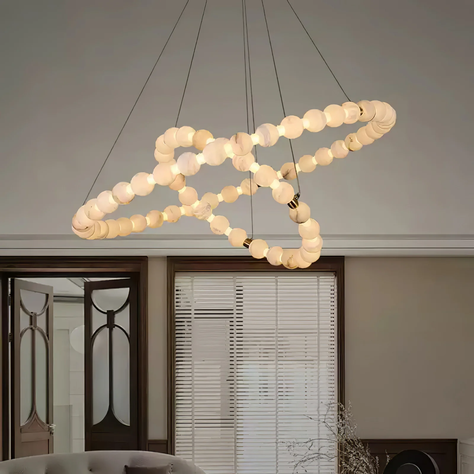 Alabaster Orb Ring Chandelier - Image 8