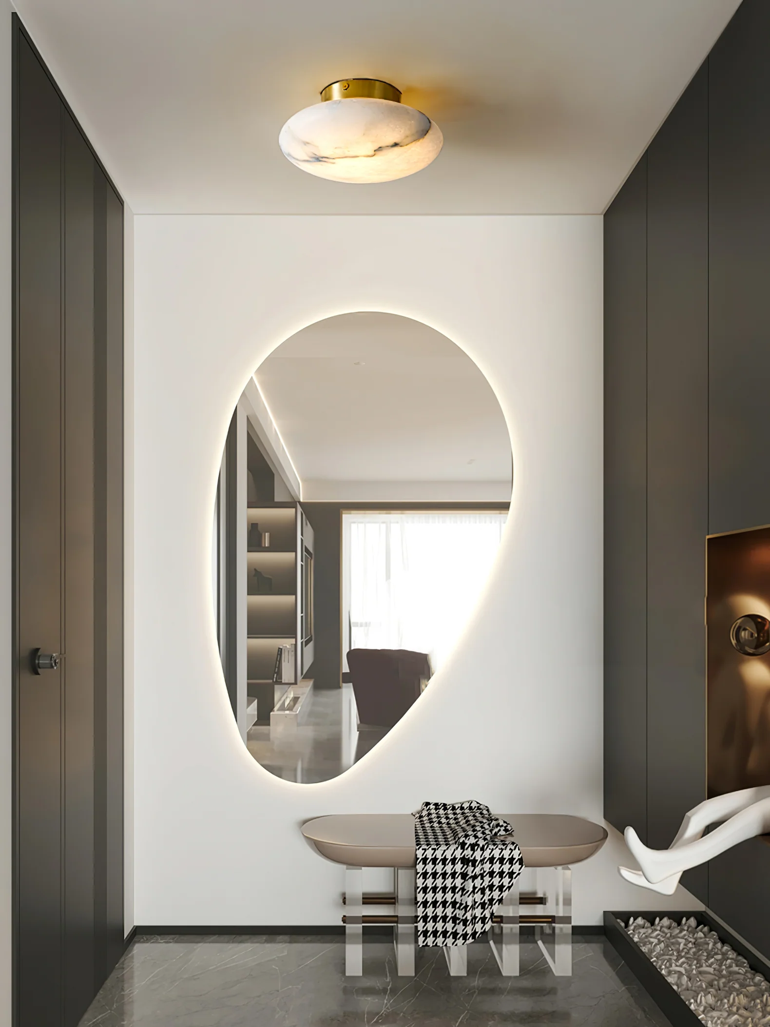 Alabaster Oval Ceiling Lamp - Image 11