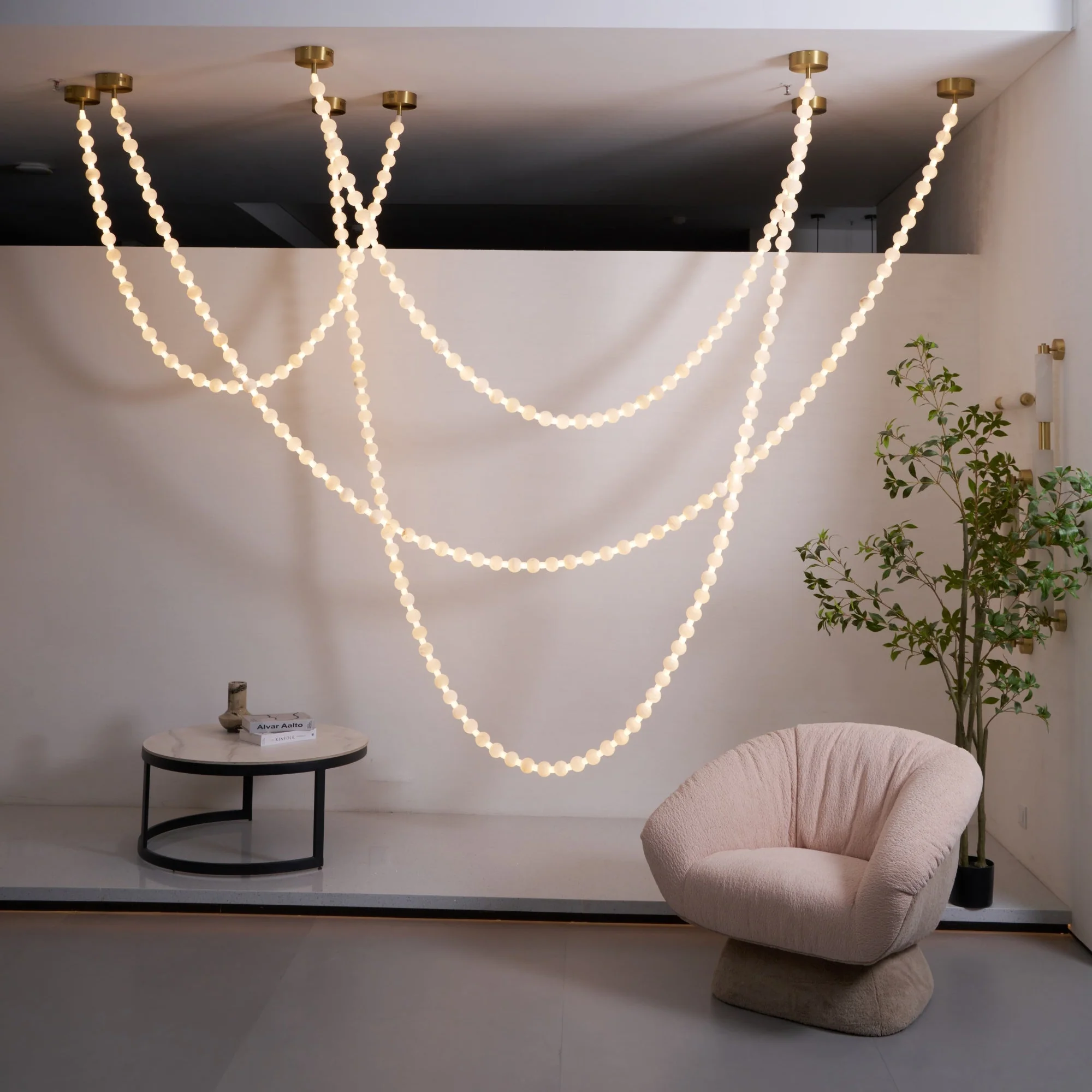 Alabaster Pearl Necklace Chandelier - Image 2