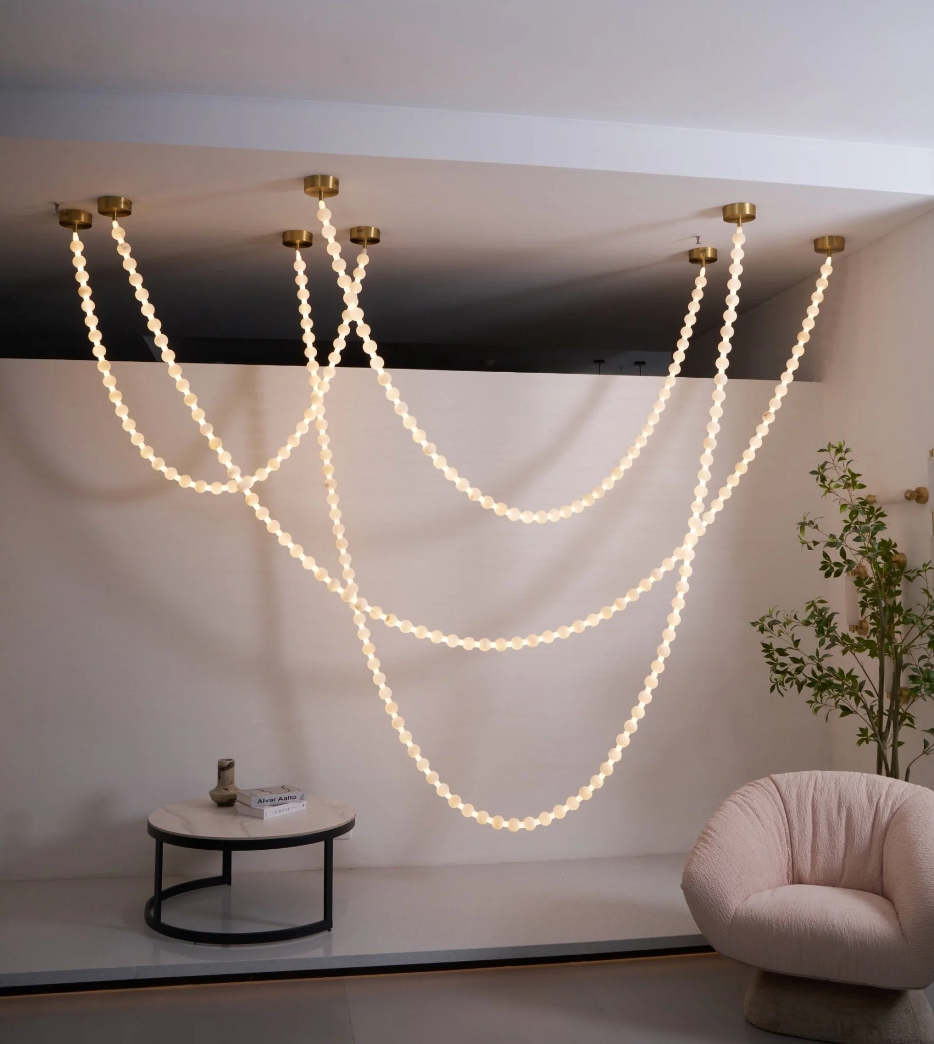 Alabaster Pearl Necklace Chandelier - Image 3