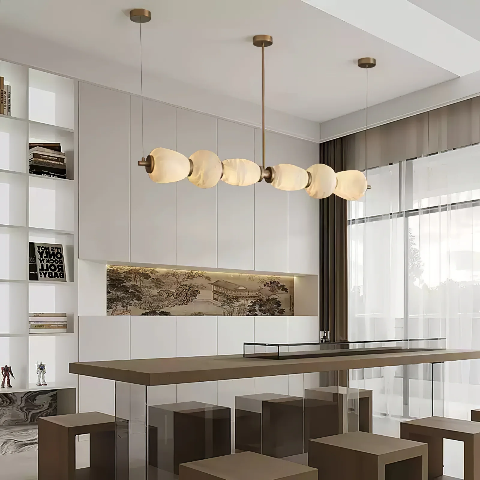 Alabaster Pebble Linear Chandelier - Image 2