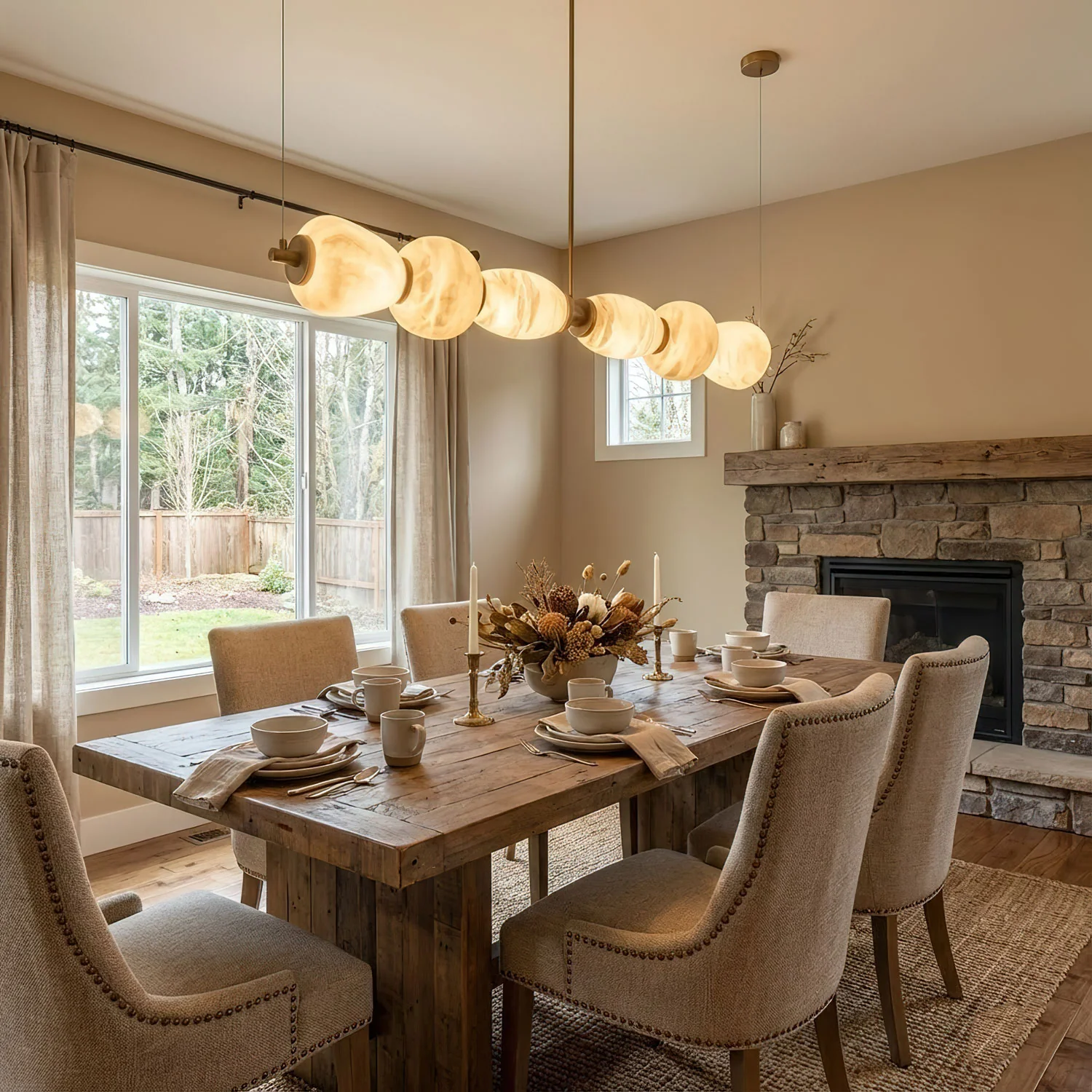 Alabaster Pebble Linear Chandelier - Image 7