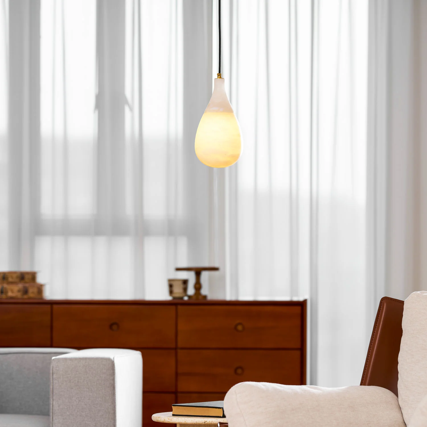 Alabaster Raindrop Pendant Light - Image 4