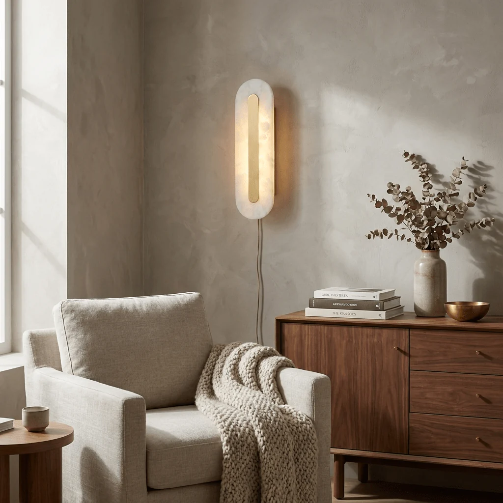 Alabaster Rounded Plug-in Wall Light - Image 5