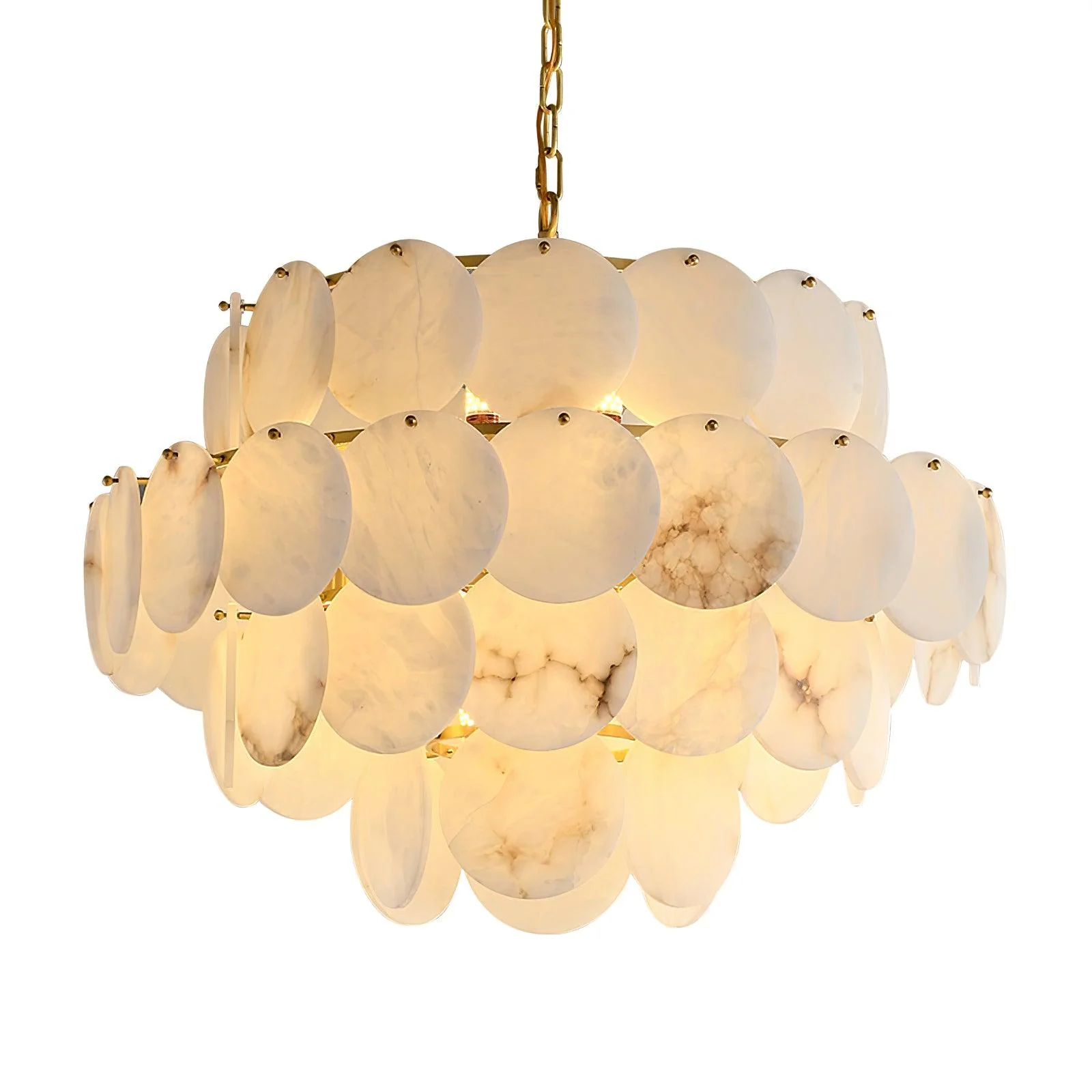 Alabaster Shell Brass Chandelier - Image 10