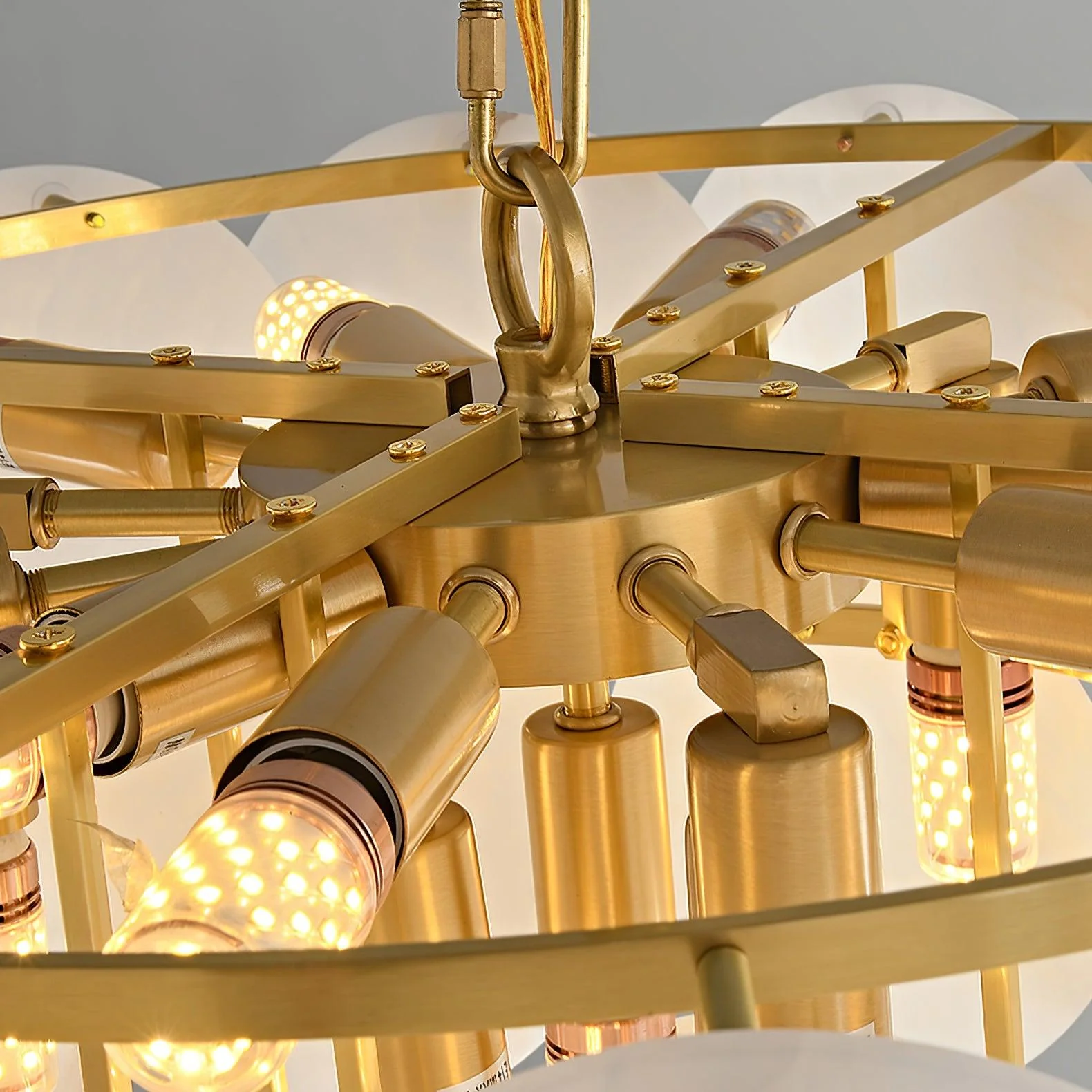 Alabaster Shell Brass Chandelier - Image 20