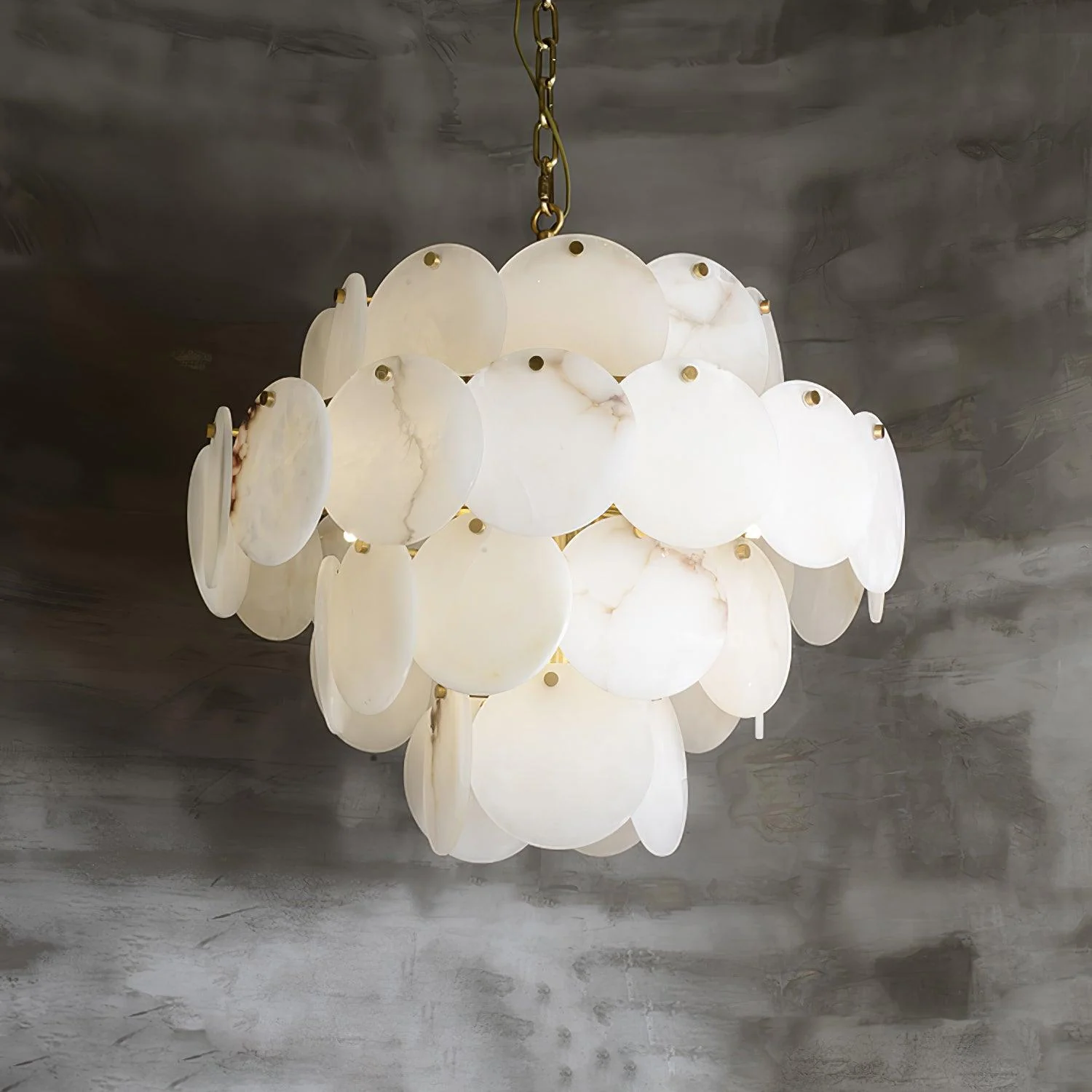 Alabaster Shell Brass Chandelier - Image 22