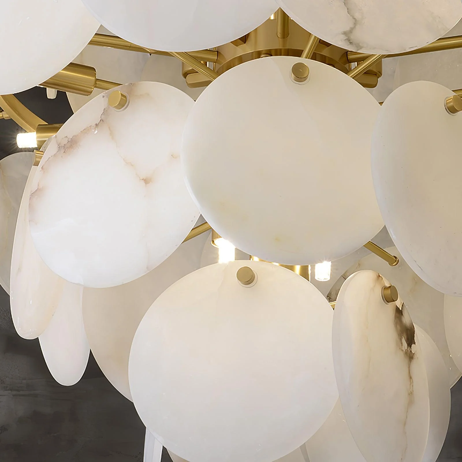 Alabaster Shell Brass Chandelier - Image 26