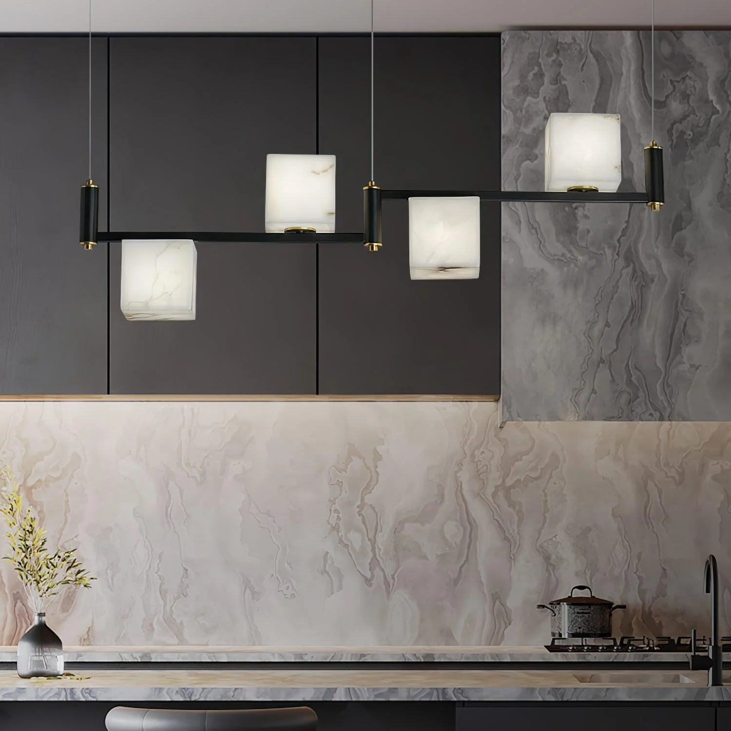 Alabaster Square Box Chandelier - Image 4