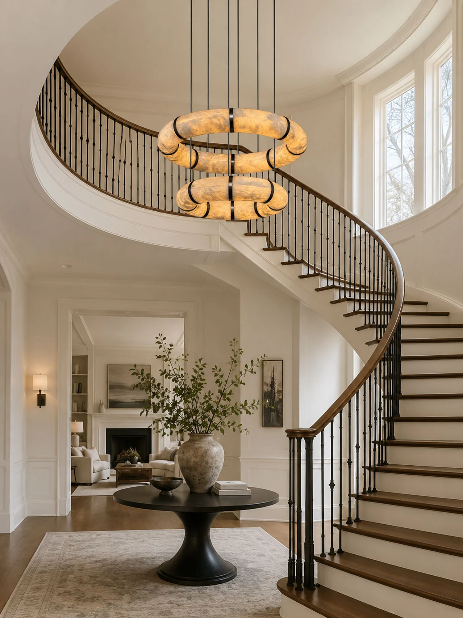 Alabaster Torus Ring Chandelier - Image 10