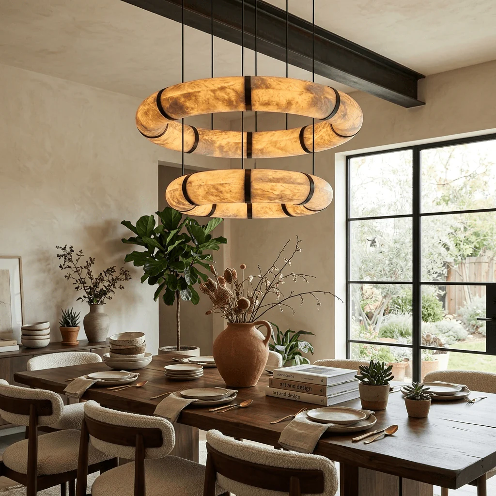 Alabaster Torus Ring Chandelier - Image 3