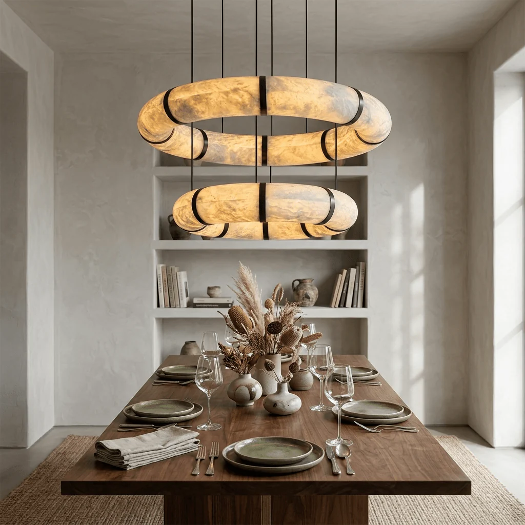 Alabaster Torus Ring Chandelier - Image 4
