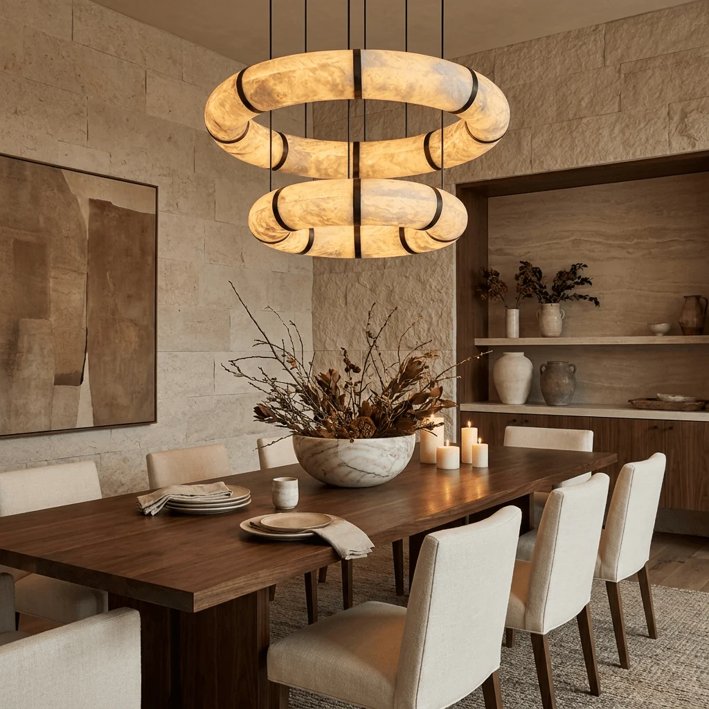 Alabaster Torus Ring Chandelier - Image 5