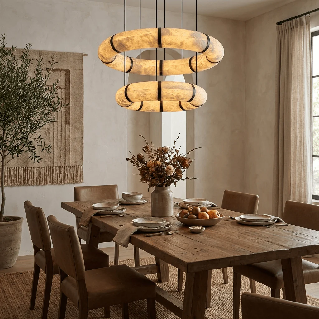 Alabaster Torus Ring Chandelier - Image 6
