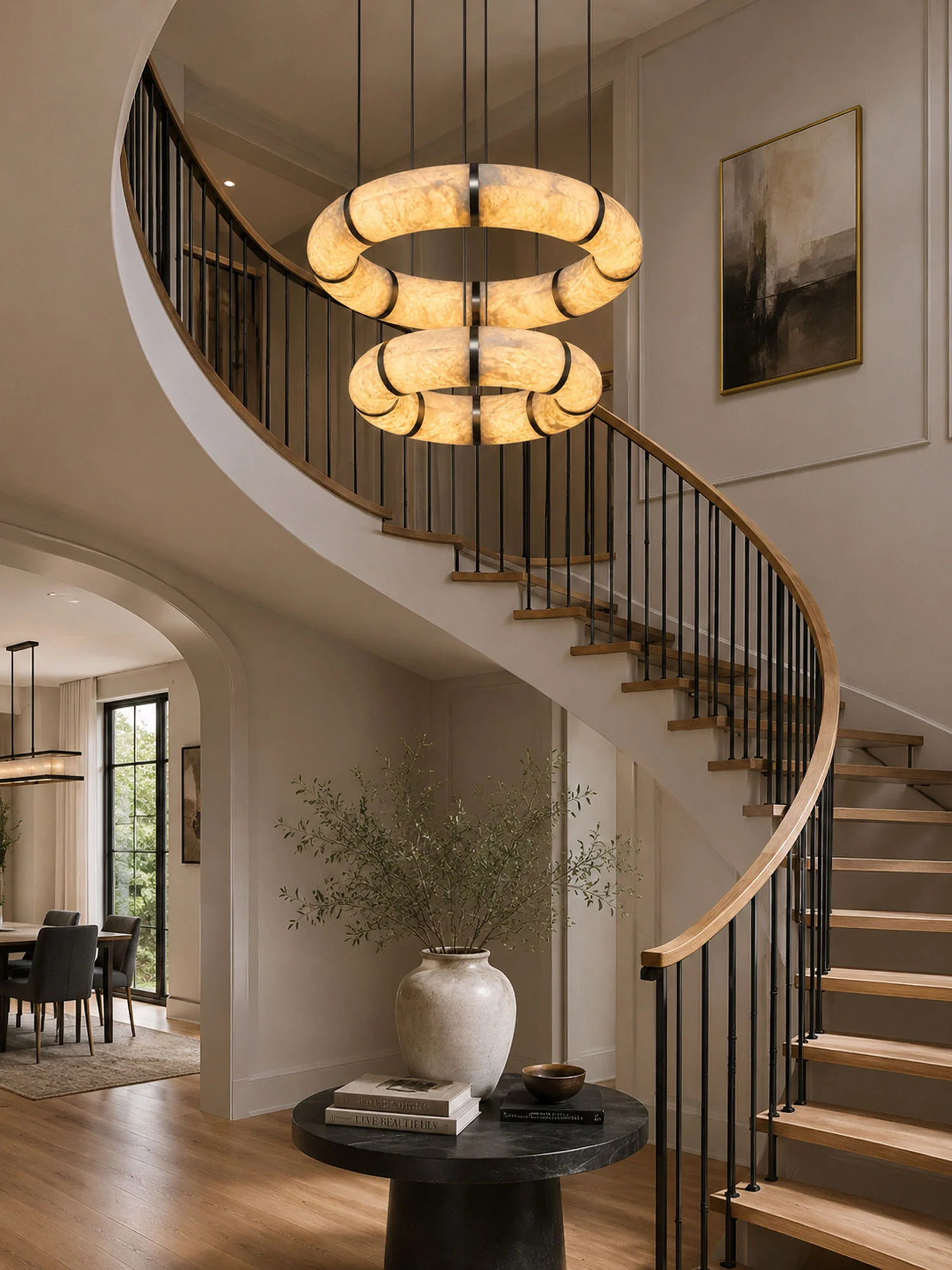 Alabaster Torus Ring Chandelier - Image 7