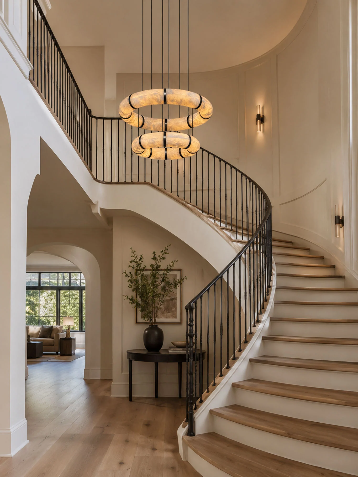 Alabaster Torus Ring Chandelier - Image 8