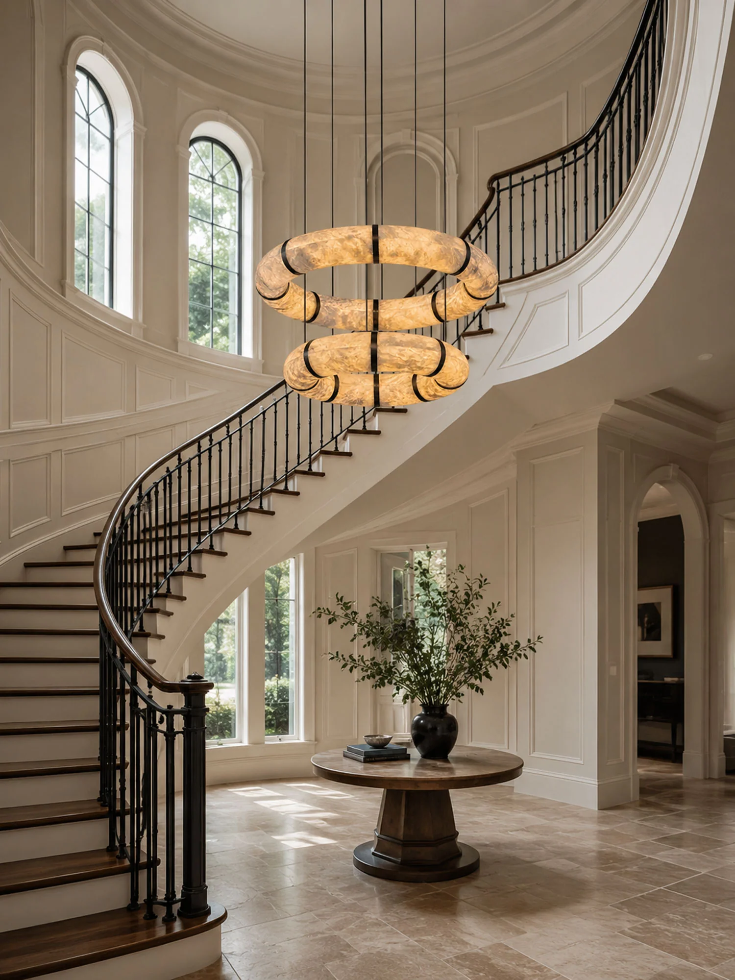 Alabaster Torus Ring Chandelier - Image 9