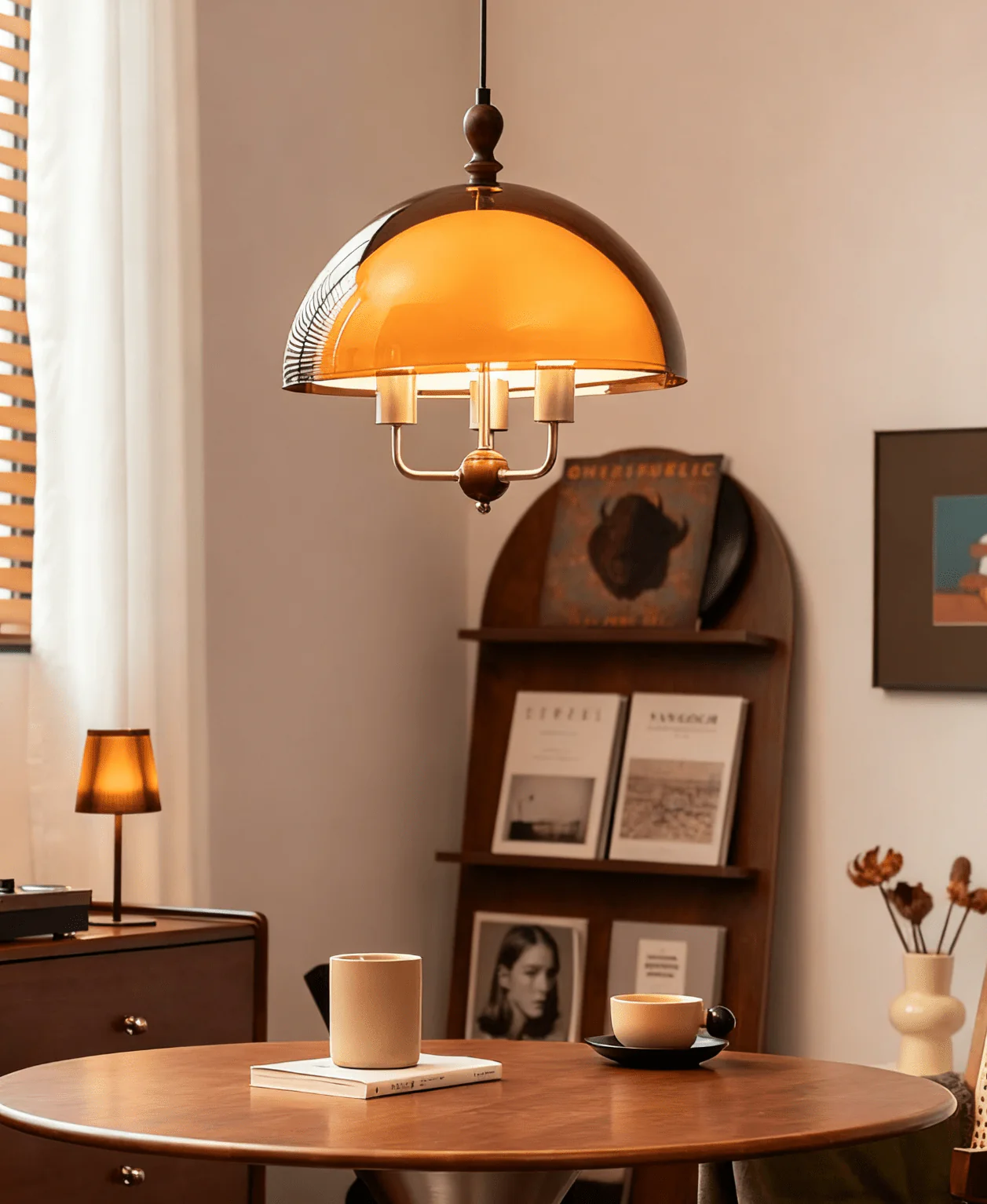 Amber Dome Shaped Pendant Light - Image 11