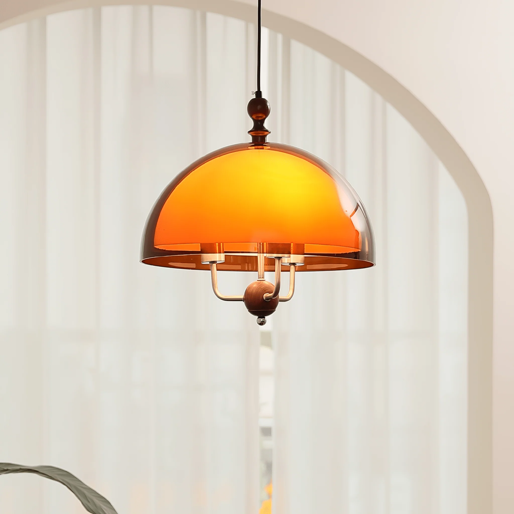 Amber Dome Shaped Pendant Light - Image 2
