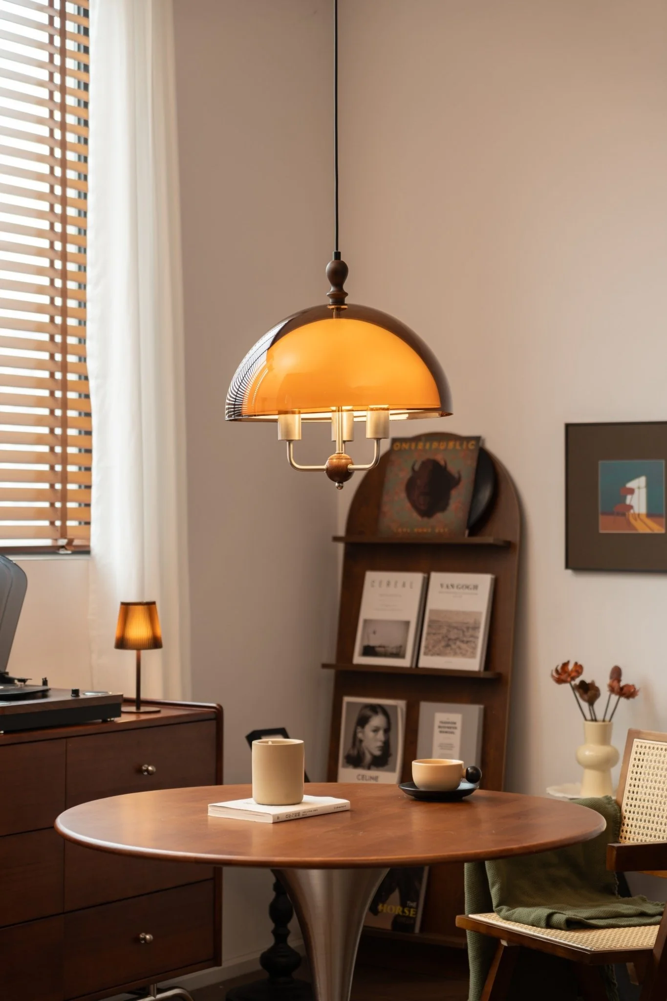 Amber Dome Shaped Pendant Light - Image 4